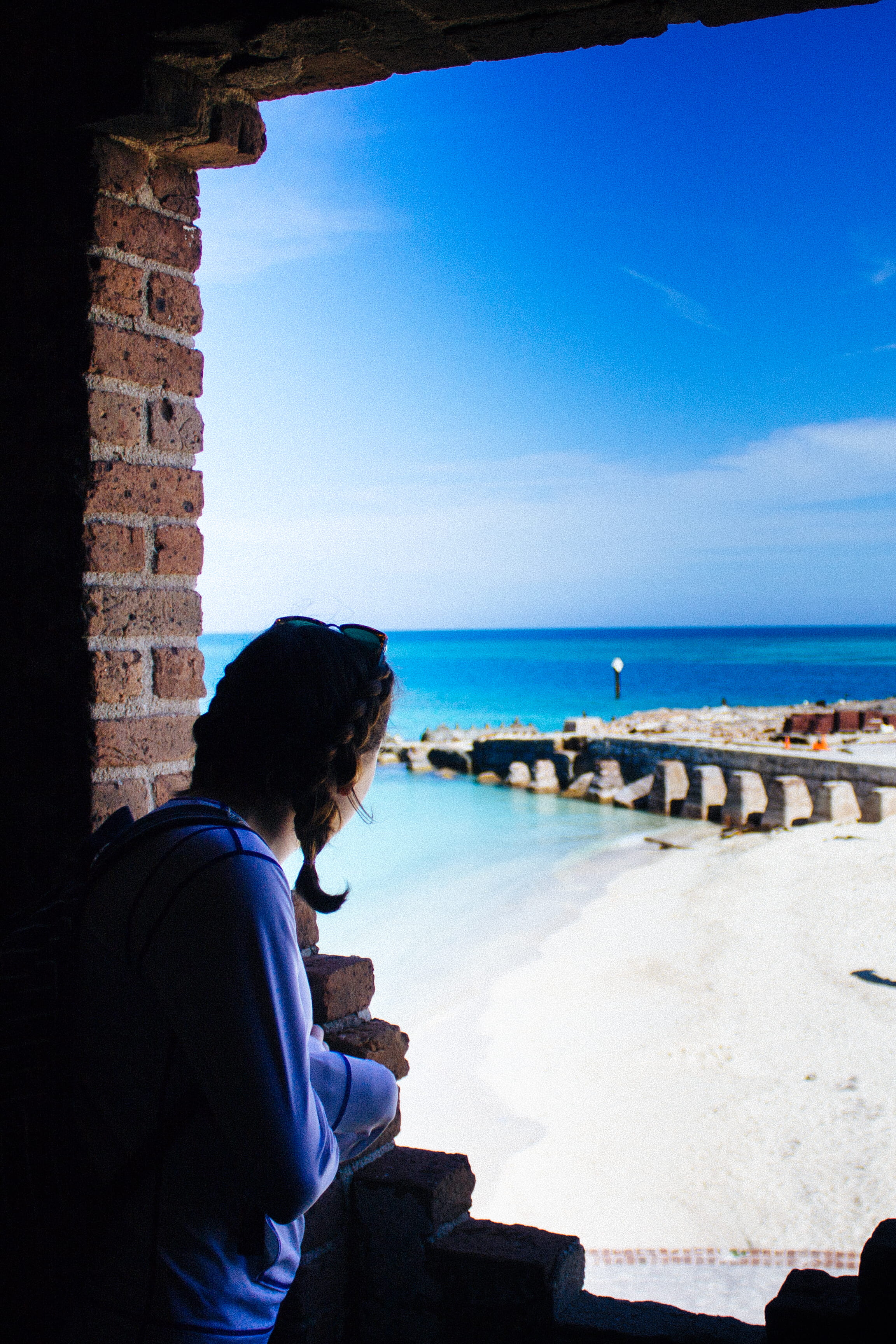 scenics - nature, 2K, bricks, united states, blue, lifestyles, day, contemplation, nature, dry tortugas national park, water, beach, built structure, portrait, Phone HD Wallpaper