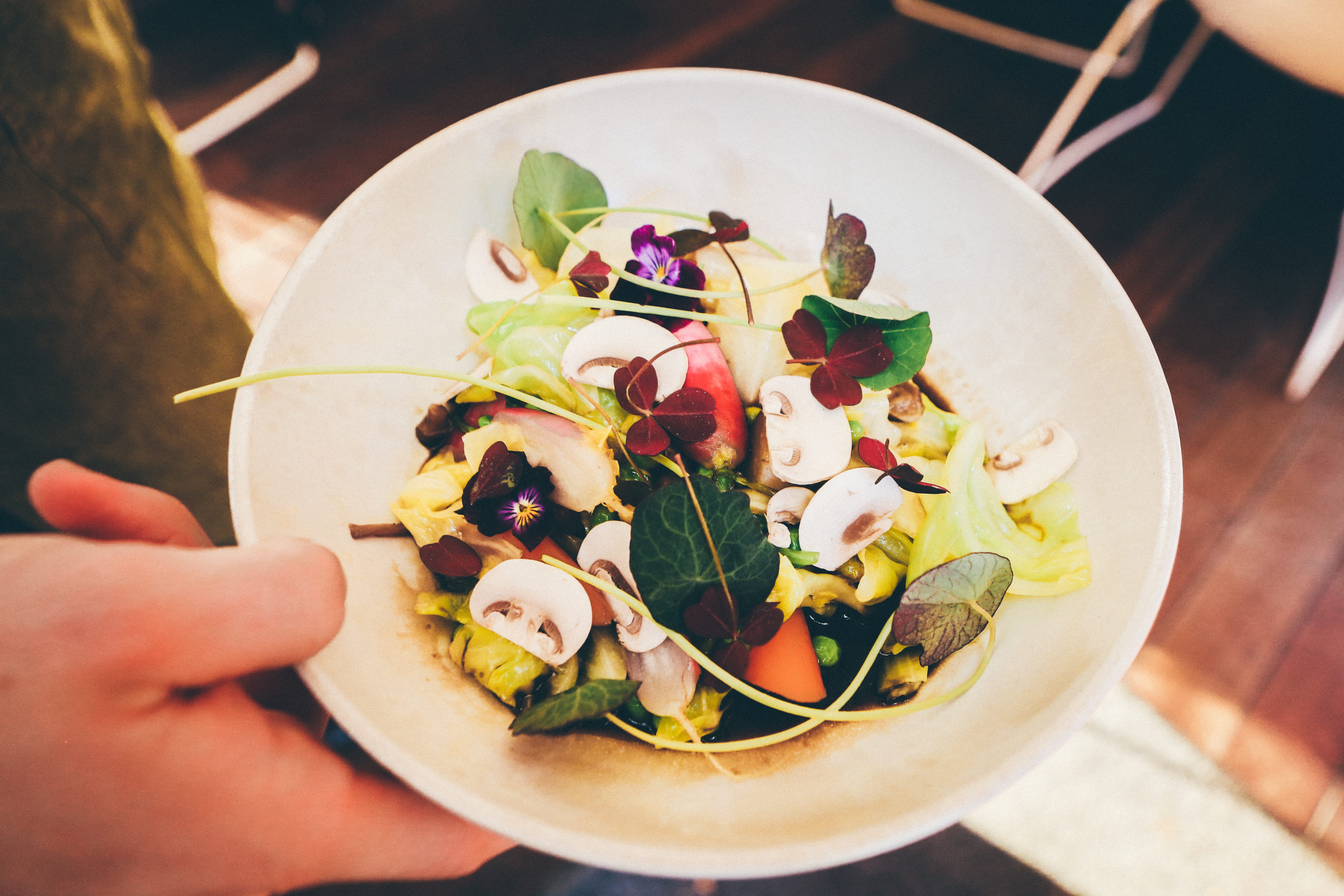 restaurant, food and drink, garnish, salad, hand, freshness, wellbeing, high angle view, human body part, denmark, healthy eating, ready-to-eat, finger, HD Wallpaper