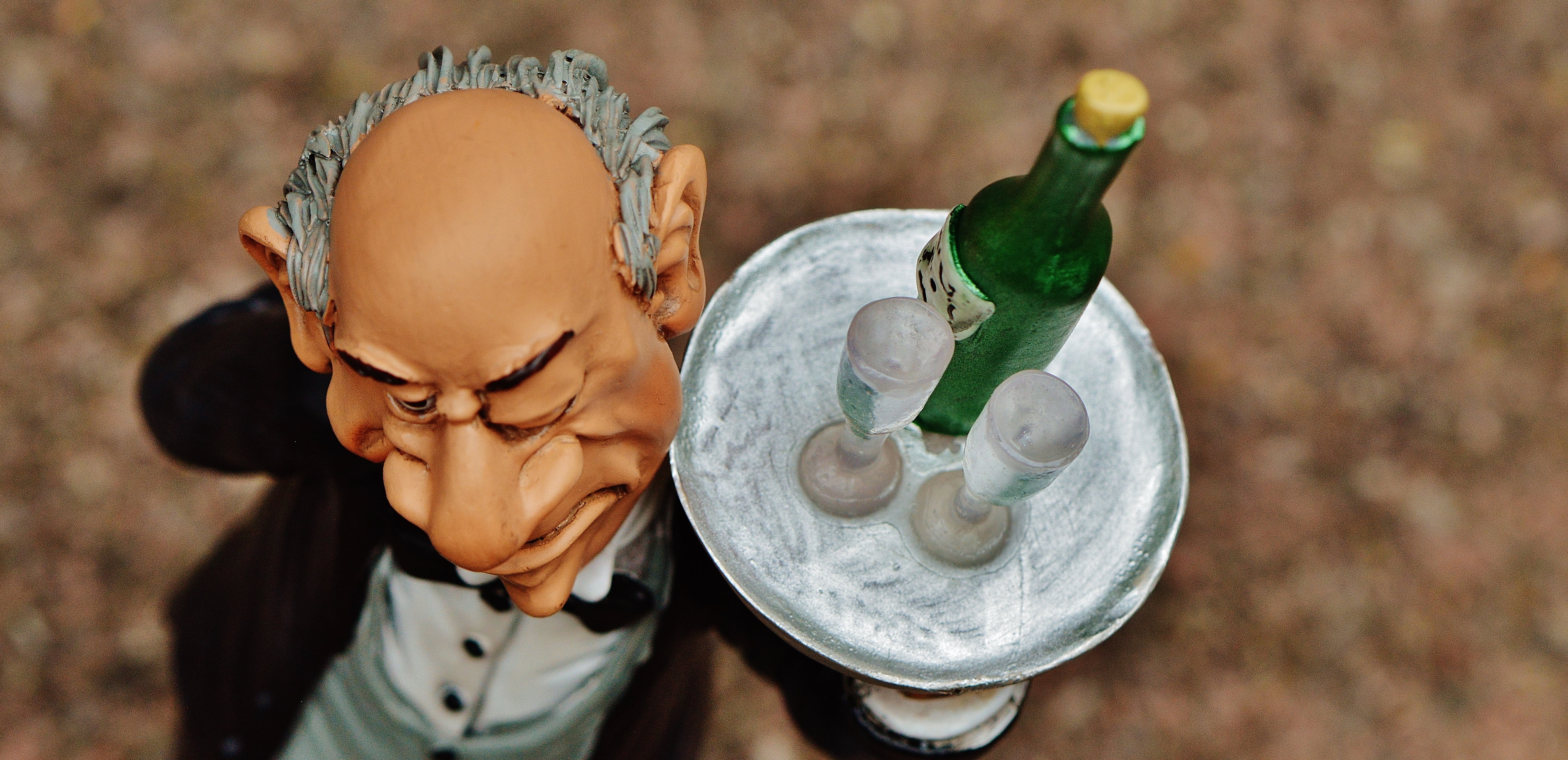 portrait, beverages, funny, high angle view, waiter, champagne, offspring, nature, headshot, emotion, focus on foreground, man, holding, wine, representation, HD Wallpaper