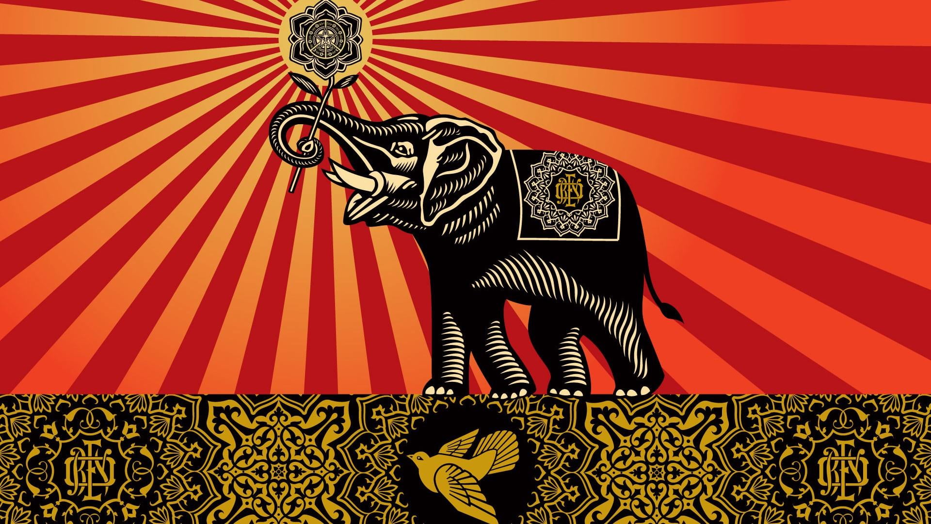 one animal, butterfly - insect, elephant, representation, art, striped, zebra, indian art, tiger, mammal, digital composite, full length, art and craft, HD Wallpaper