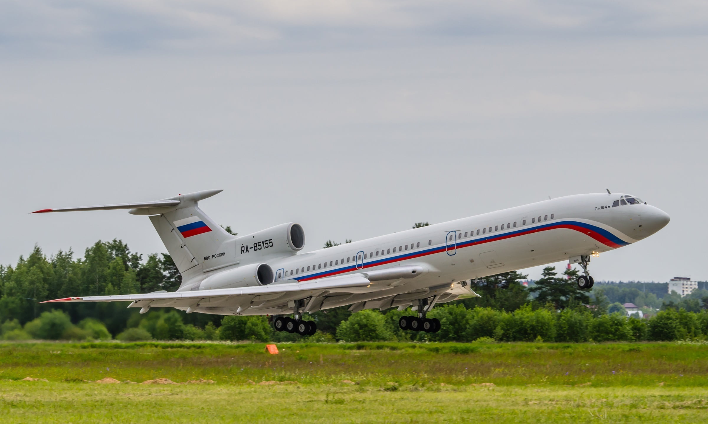 sky, nature, plane, on the move, flying, day, cloud - sky, outdoors, plant, motion, airport, land, no people, environment, travel, RA-85155, grass, air vehicle, HD Wallpaper