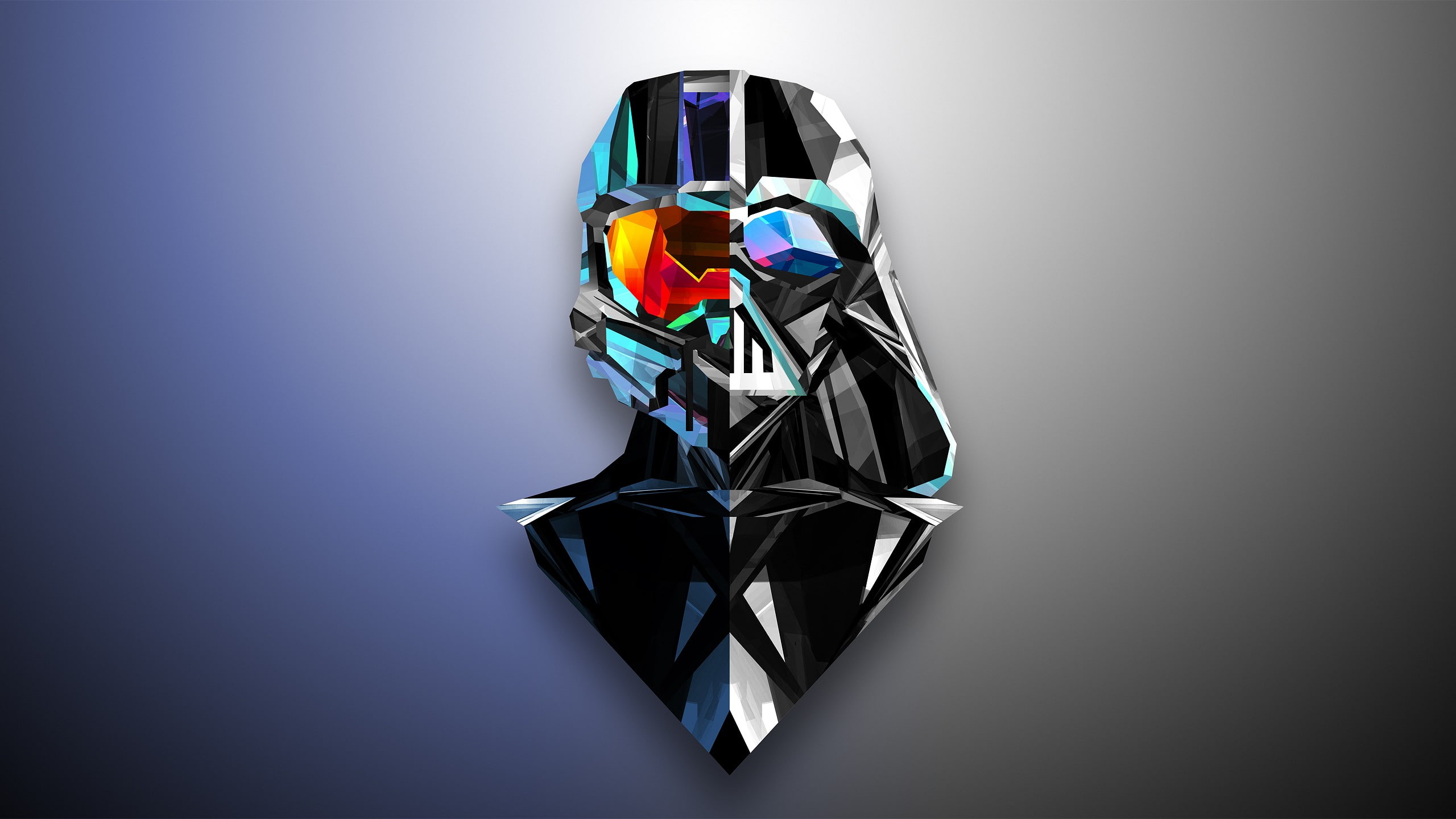 multi colored, indoors, no people, diamond - gemstone, wealth, depression - sadness, tangled, shape, spotlight, business, Justin Maller, symmetry, darth vader, HD Wallpaper