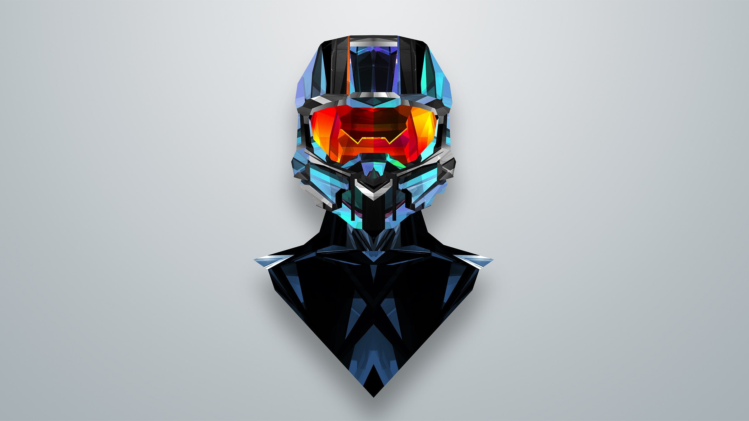 abstract, simple background, Master Chief, Halo, video games, artwork, Xbox One, 2K, Justin Maller, HD Wallpaper