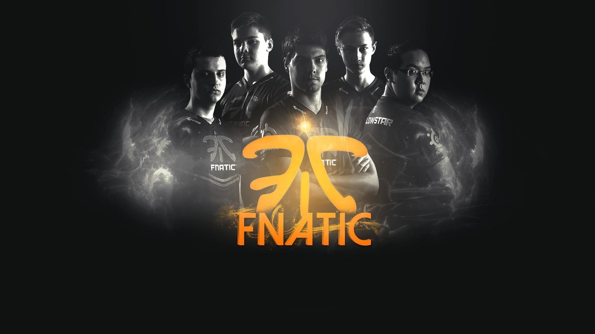text, fnatic league of legends electronic sport e sport, yellow, western script, copy space, people, indoors, representation, creativity, sign, dark, black background, HD Wallpaper