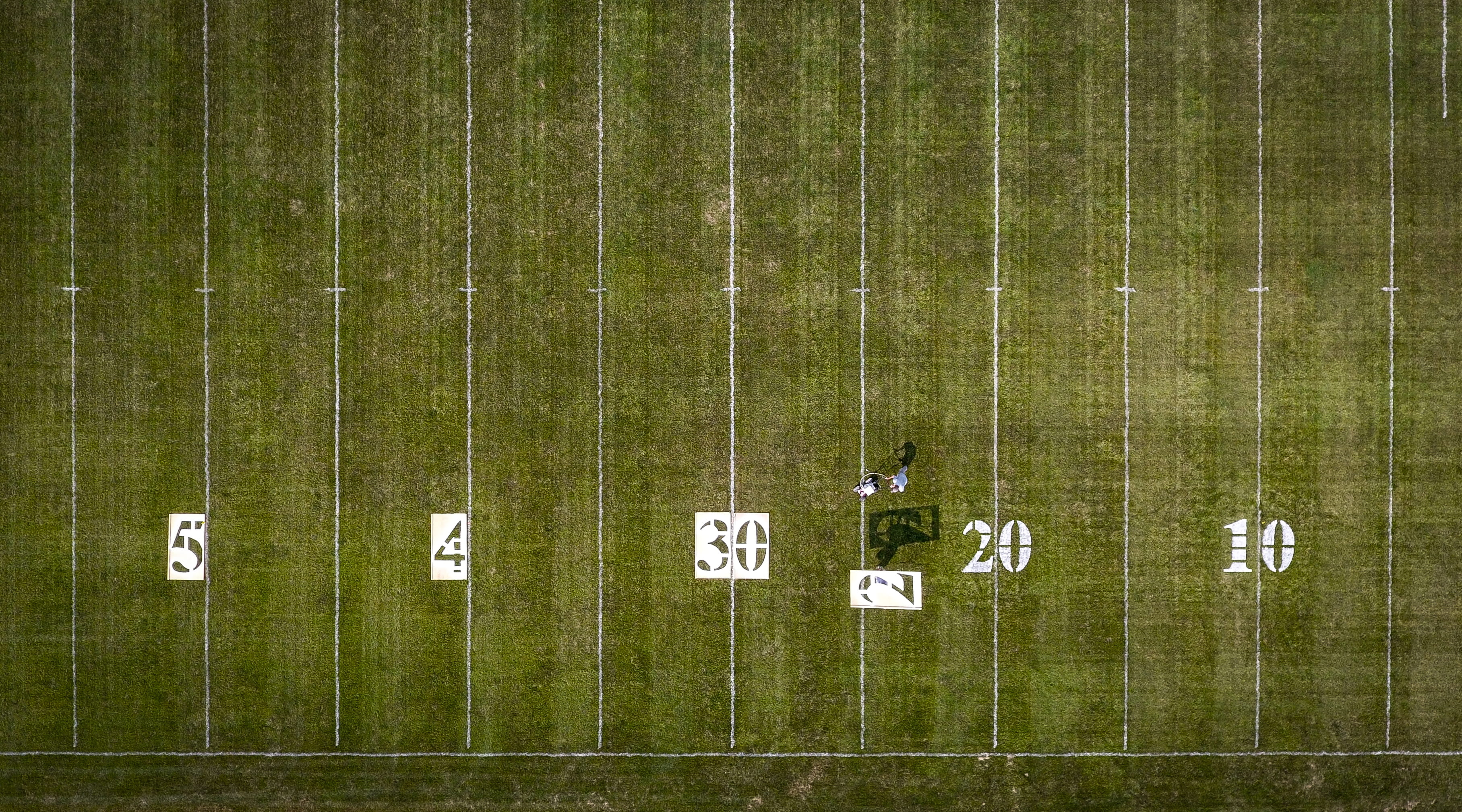 playing field, day, full frame, photo, green, green color, drone view, train, football, person, nature, sport, protection, grass, outdoors, communication, HD Wallpaper