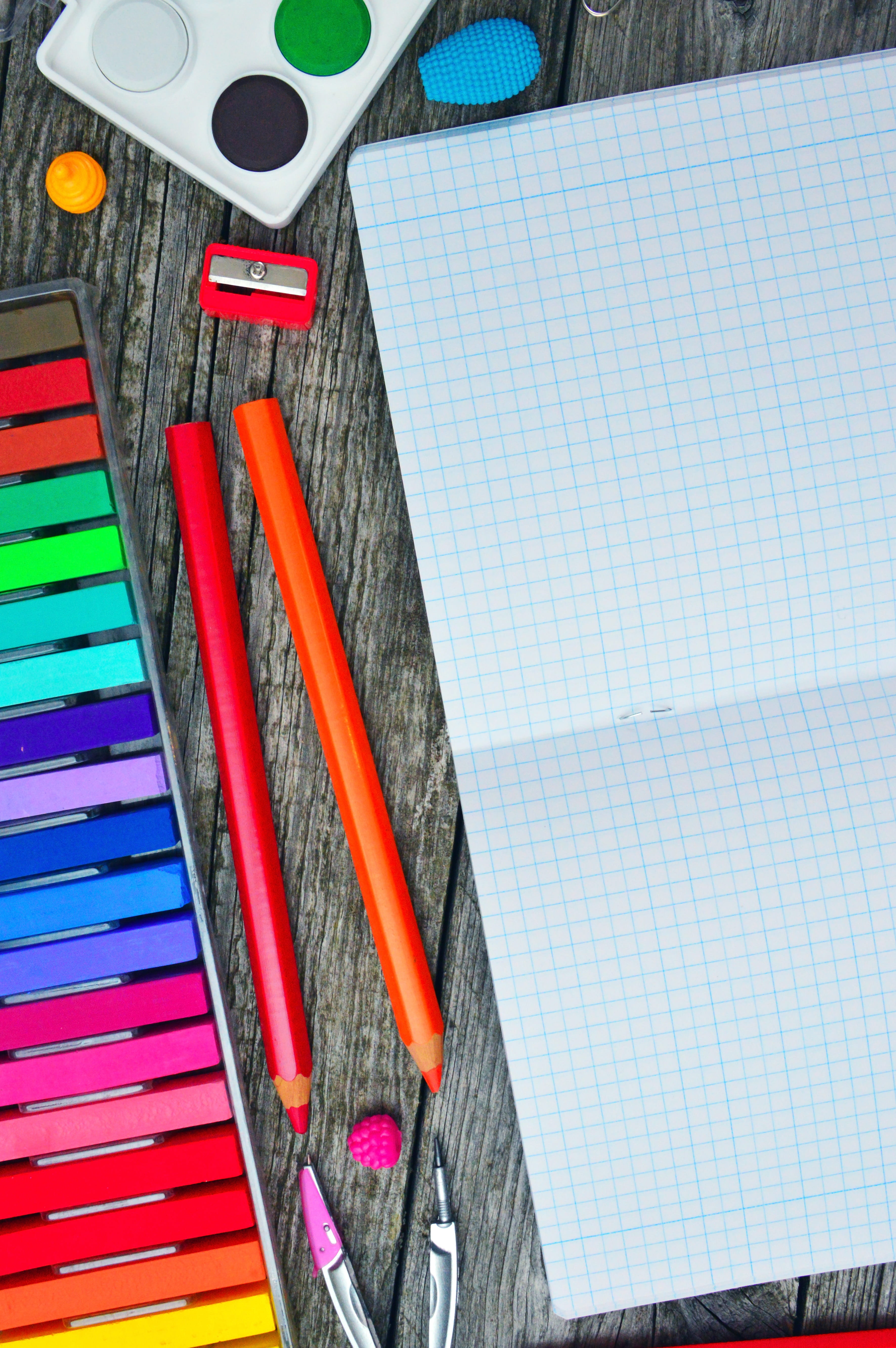 school starts, pen, choice, creative, color, close-up, art and craft equipment, school, education, school supplies, ruler, directly above, table, 5K, group of objects, Phone HD Wallpaper