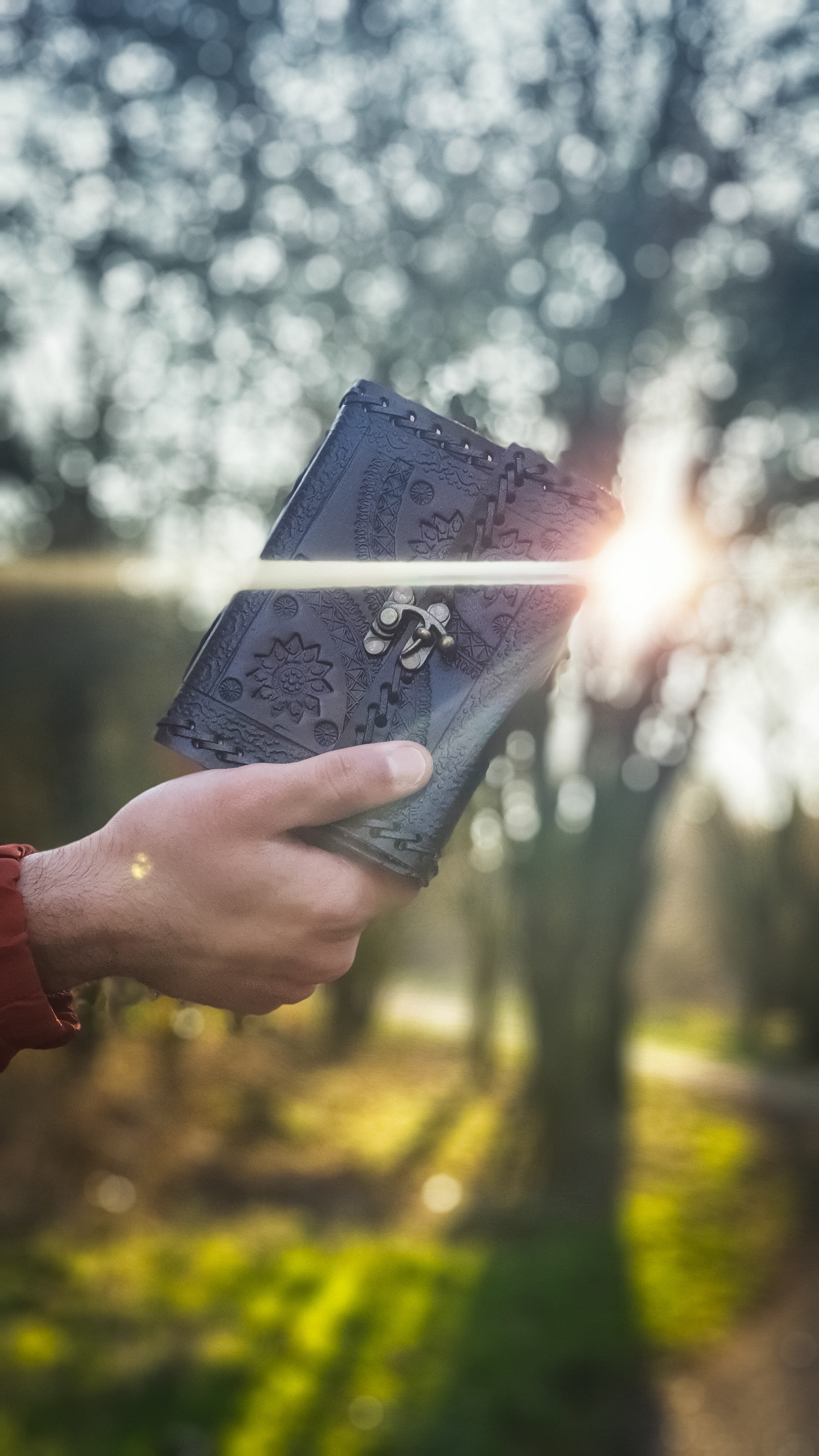 book, lens flare, focus on foreground, hand, sun, lifestyles, human, pattern, one person, object, vibes, green, colourful, leisure activity, school, tree, Phone HD Wallpaper