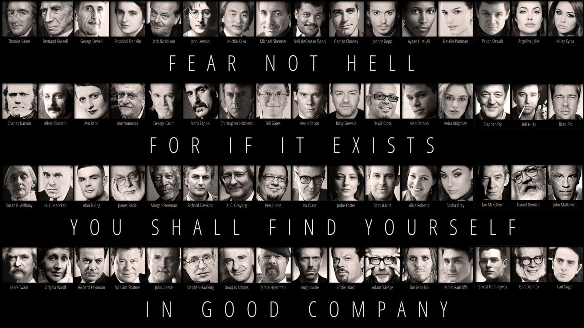 hell, statement, dark, faces, atheist, 1080P, people, quotes, HD Wallpaper