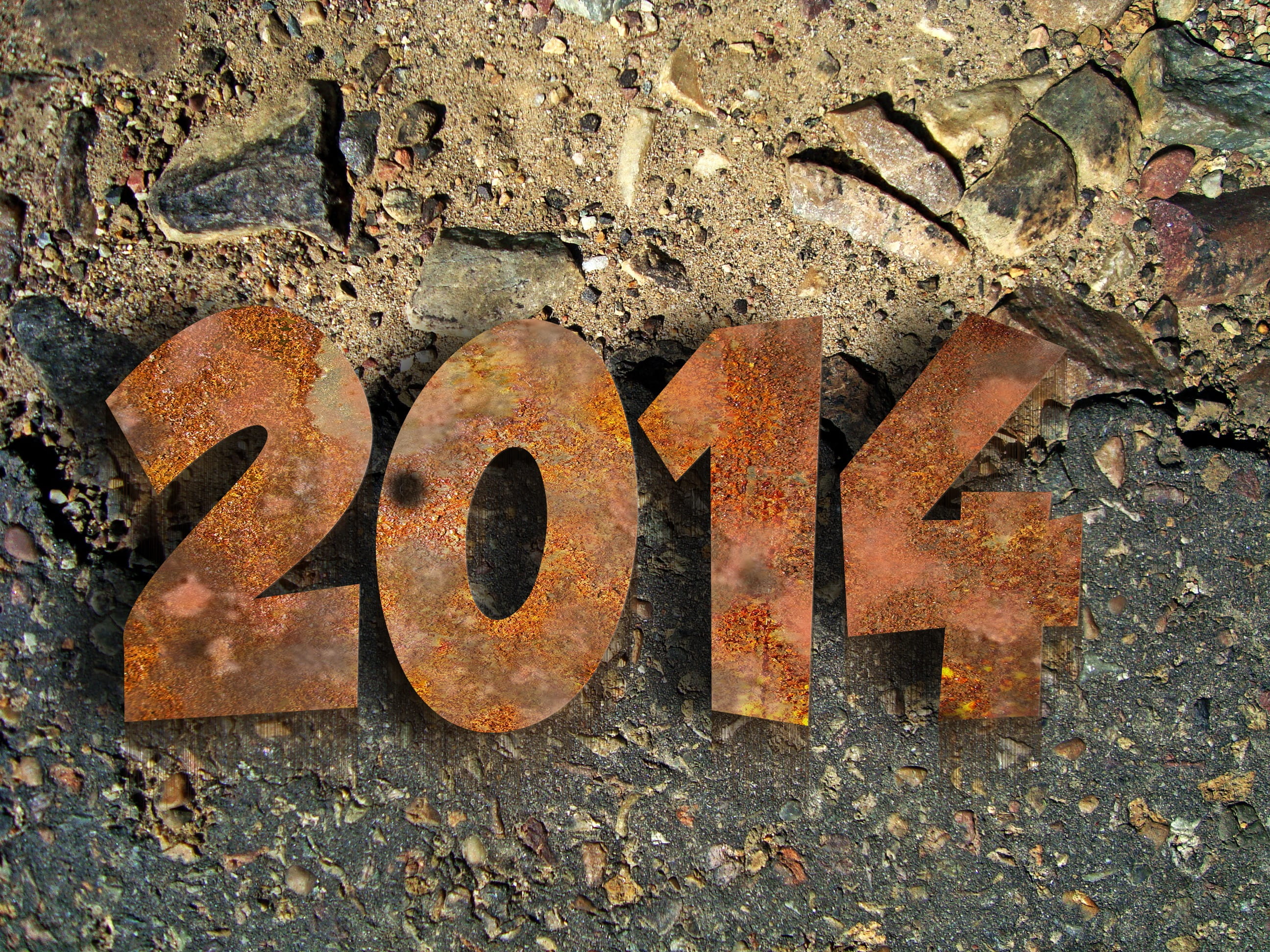 turn of the year, stainless, sand, gray, background, architecture, wall - building feature, rusty, 2014, number, brown, new years eve, weathered, no people, HD Wallpaper