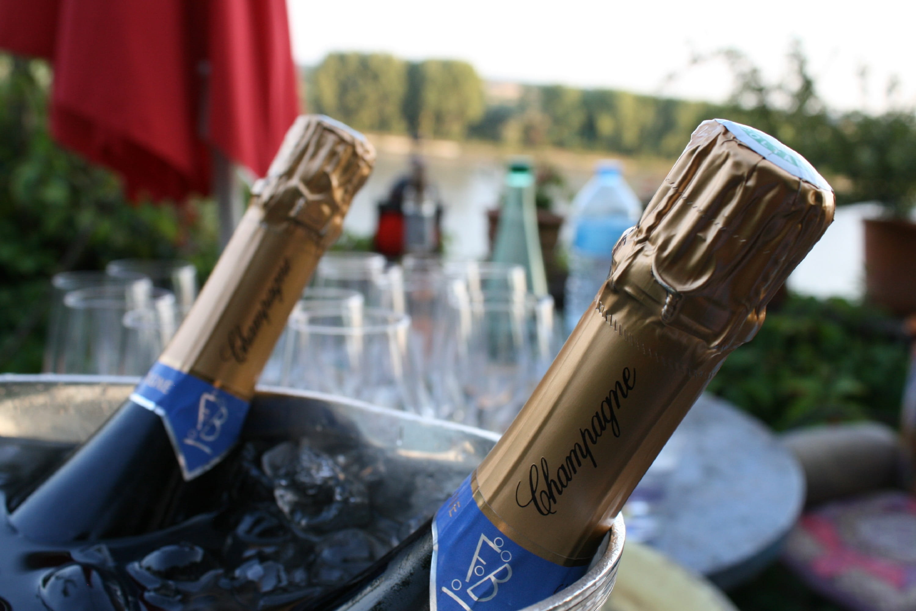 wine, cool, champagne, new years eve, cold, alcohol, luxury, drink, message, close-up, focus on foreground, prost, bottle, water, festive, celebration, HD Wallpaper