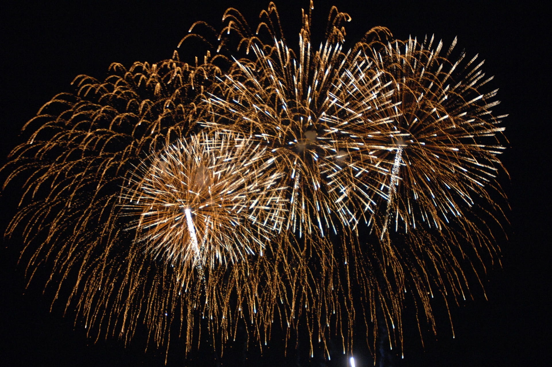 gold, sky, pyrotechnics, firework display, blurred motion, illuminated, night, light, black background, outdoors, new years day, annual financial statements, HD Wallpaper