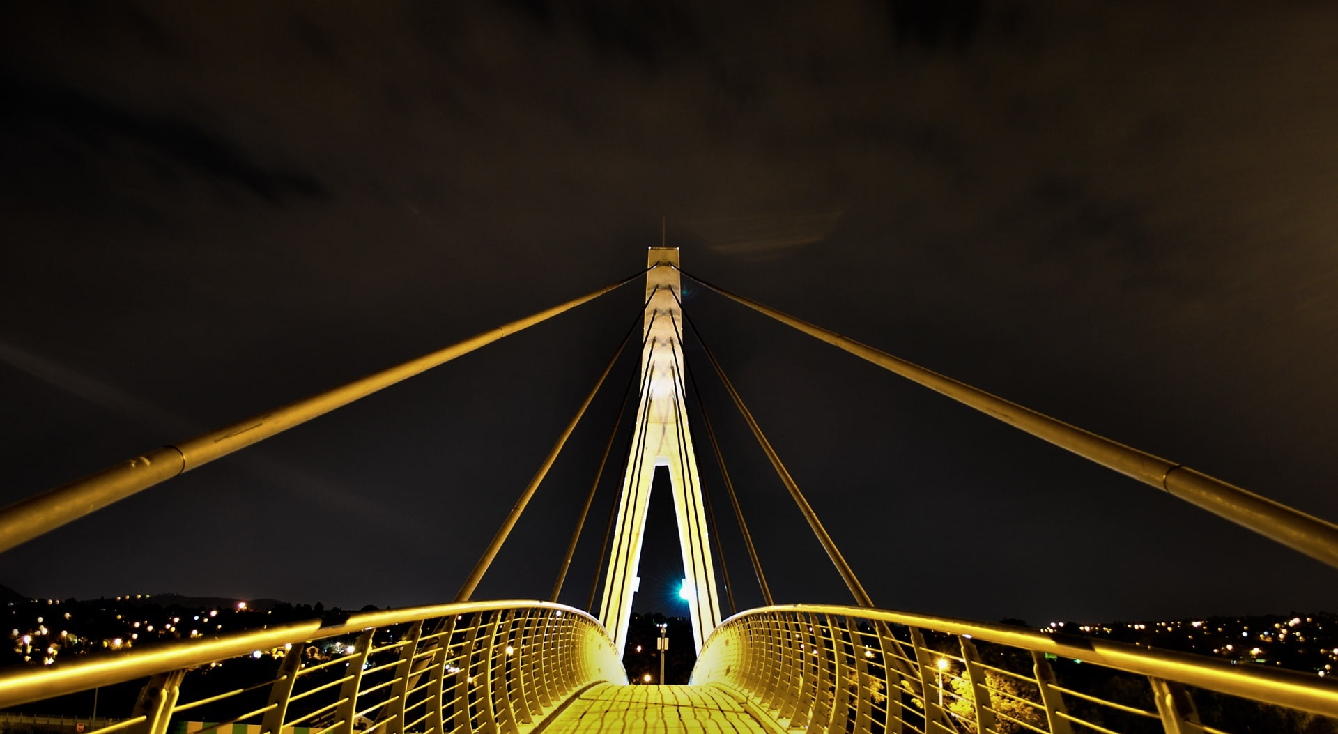 long exposure, speed, railing, outdoors, built structure, night, brown, illuminated, nature, bridge, blurred motion, connection, 1080P, th, low angle view, HD Wallpaper