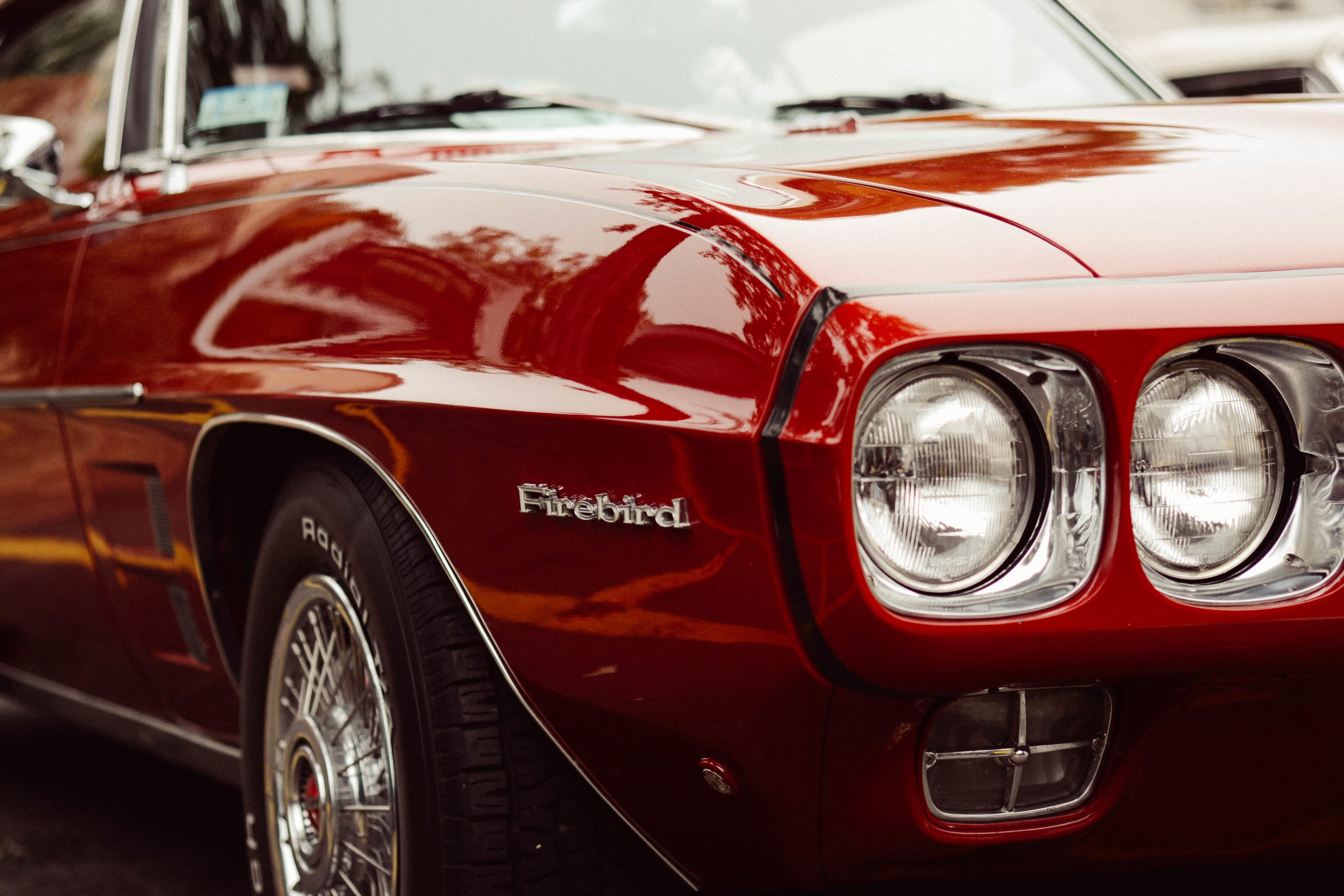 no people, automobile, driving, firebird, history, focus on foreground, retro styled, transportation, headlights, drive, pontiac, mode of transportation, HD Wallpaper