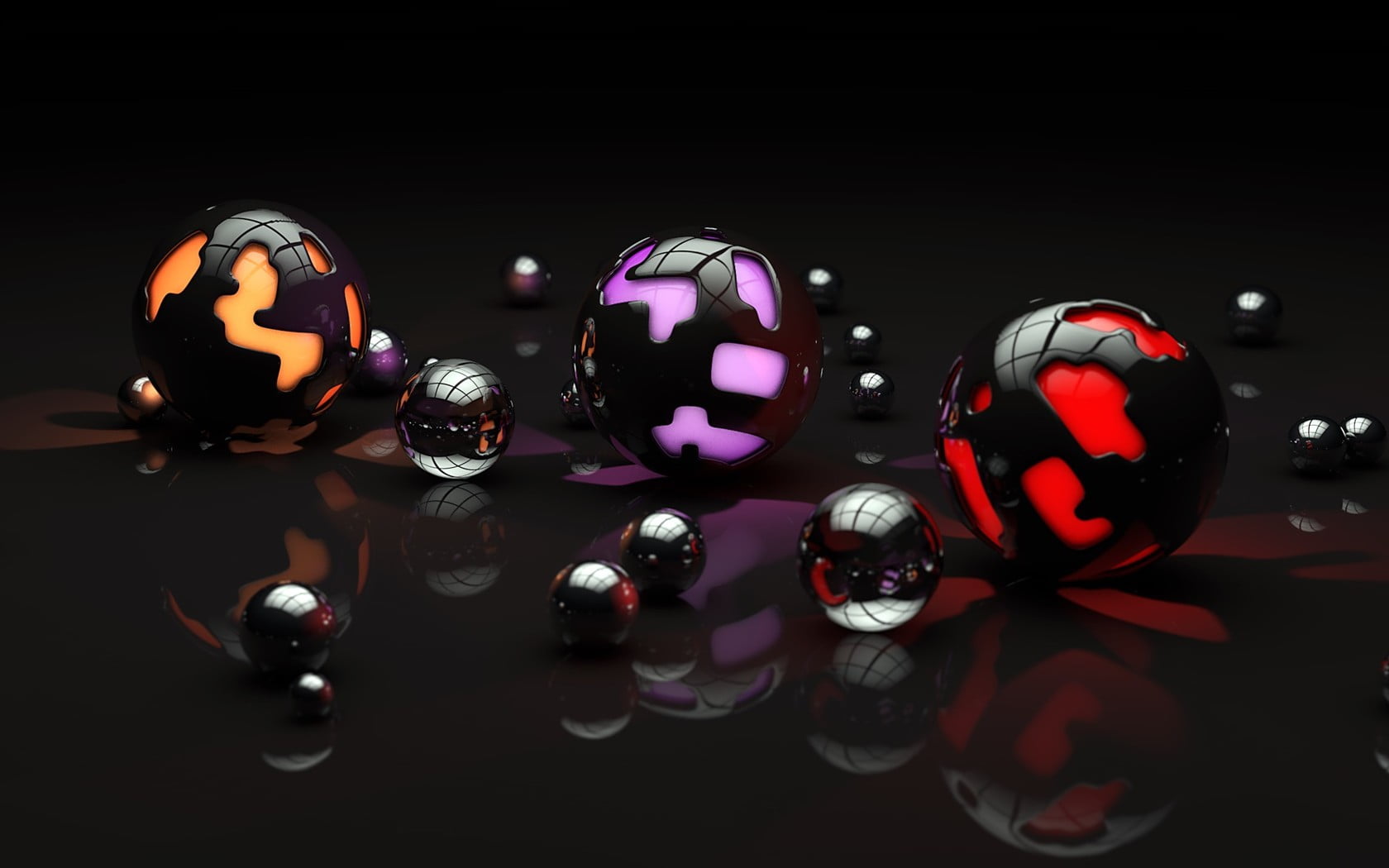 creativity, black background, pattern, representation, indoors, reflection, sphere, 720P, mechanical, illuminated, large group of objects, decoration, HD Wallpaper