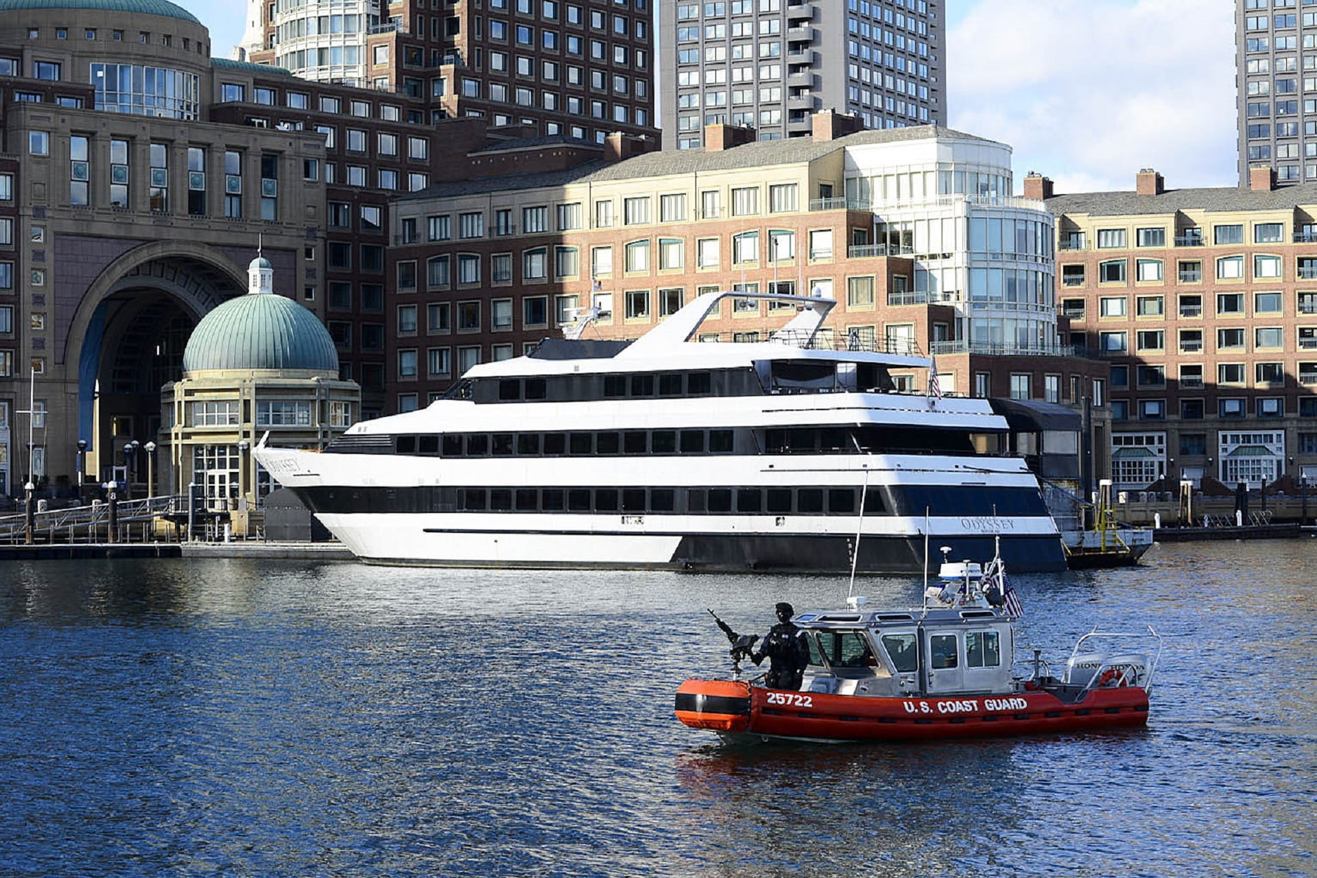 transportation, waterfront, city, mode of transportation, luxury, built structure, skyline, coast guard, port, ship, boston, cityscape, ocean, travel destinations, HD Wallpaper