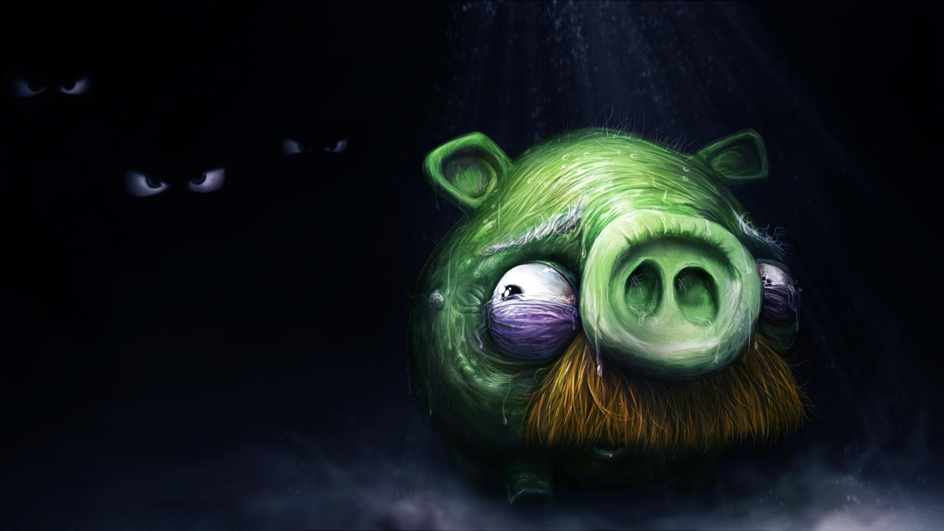 darkness, pig, art, fear, 1080P, angry, birds, angry birds, HD Wallpaper