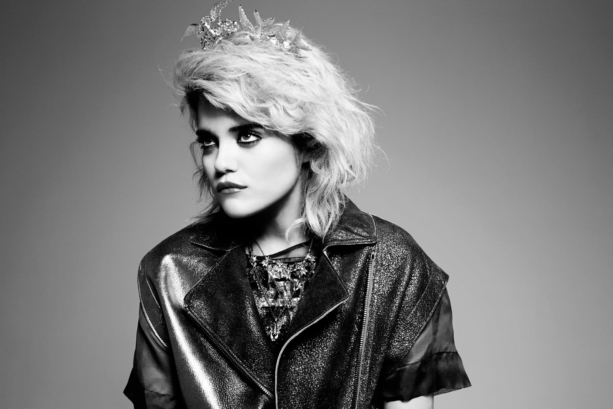 front view, hair, headshot, one person, beauty, s, fashion, sky ferreira, adult, women, gray background, dazed and confused, jacket, black, young adult, HD Wallpaper