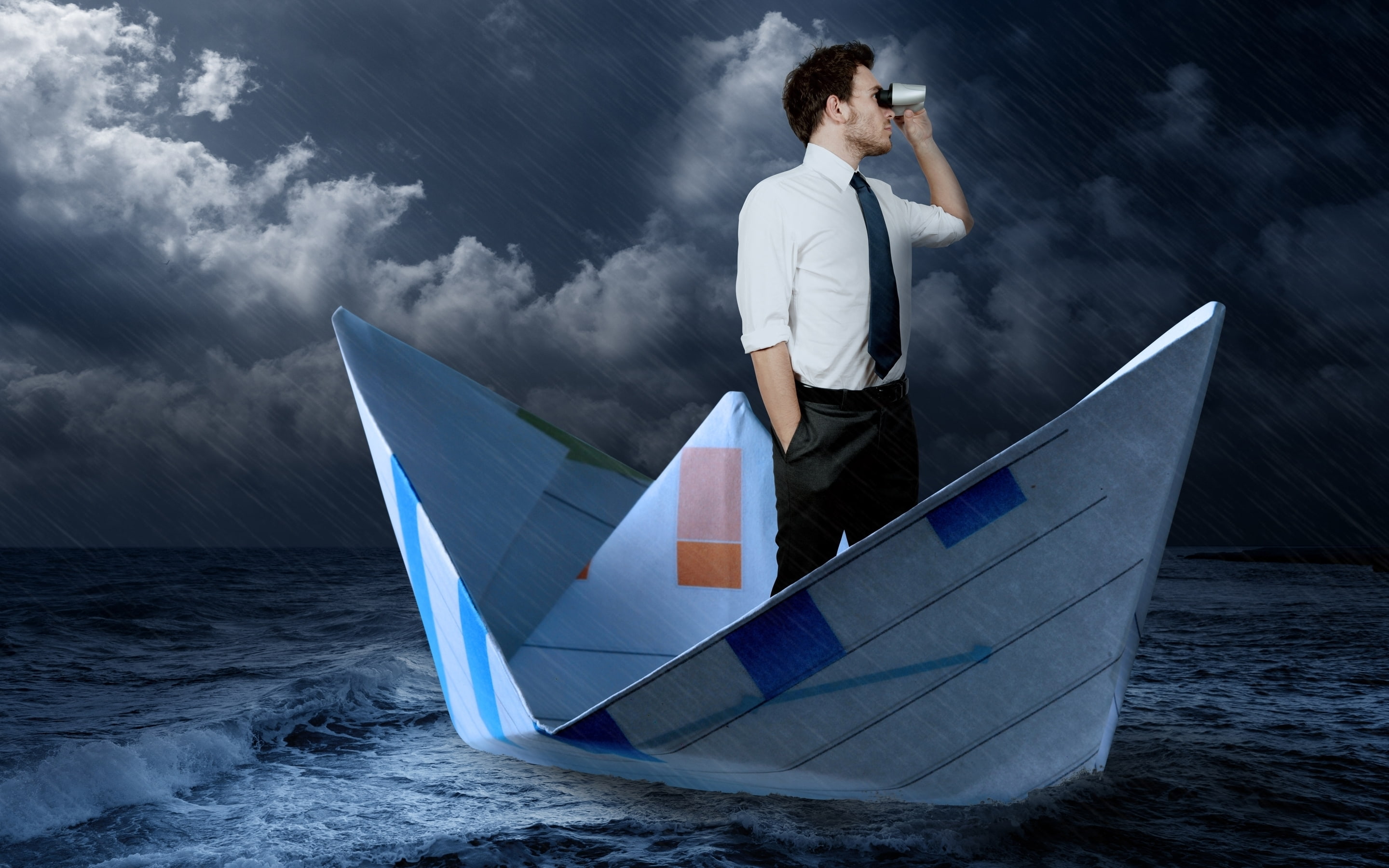 illustration, white, paper, man, cool man, art, 2K, boat, design, HD Wallpaper