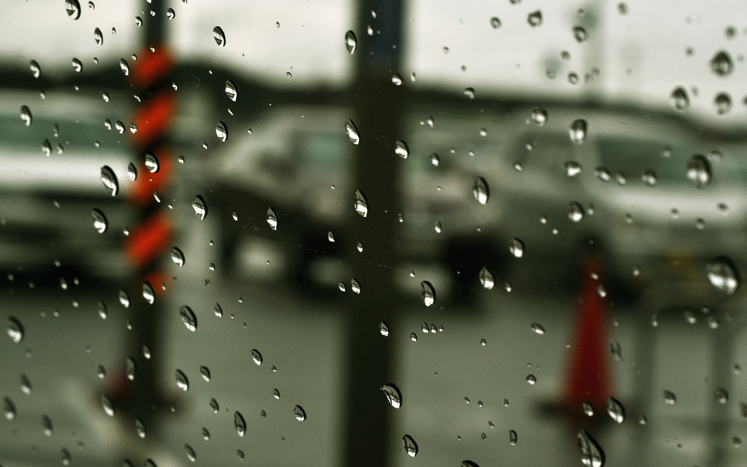 street, 2K, glass, water drops, depth of field, rain, HD Wallpaper