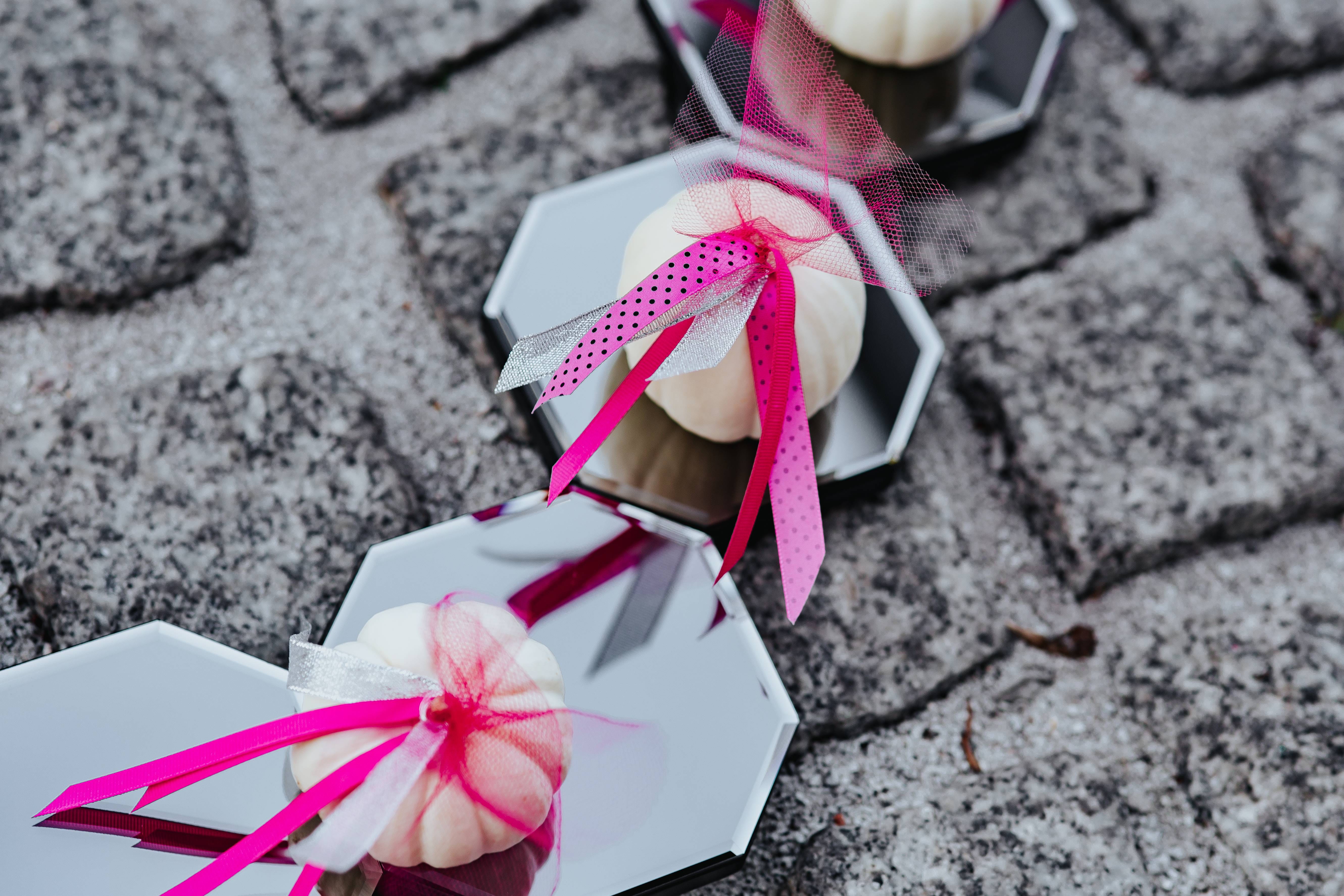 cute, cobblestone, solid, plant, trinket, festive, Decorative, white, ribbon - sewing item, ornament, tied bow, emotion, close-up, pink color, outdoors, HD Wallpaper