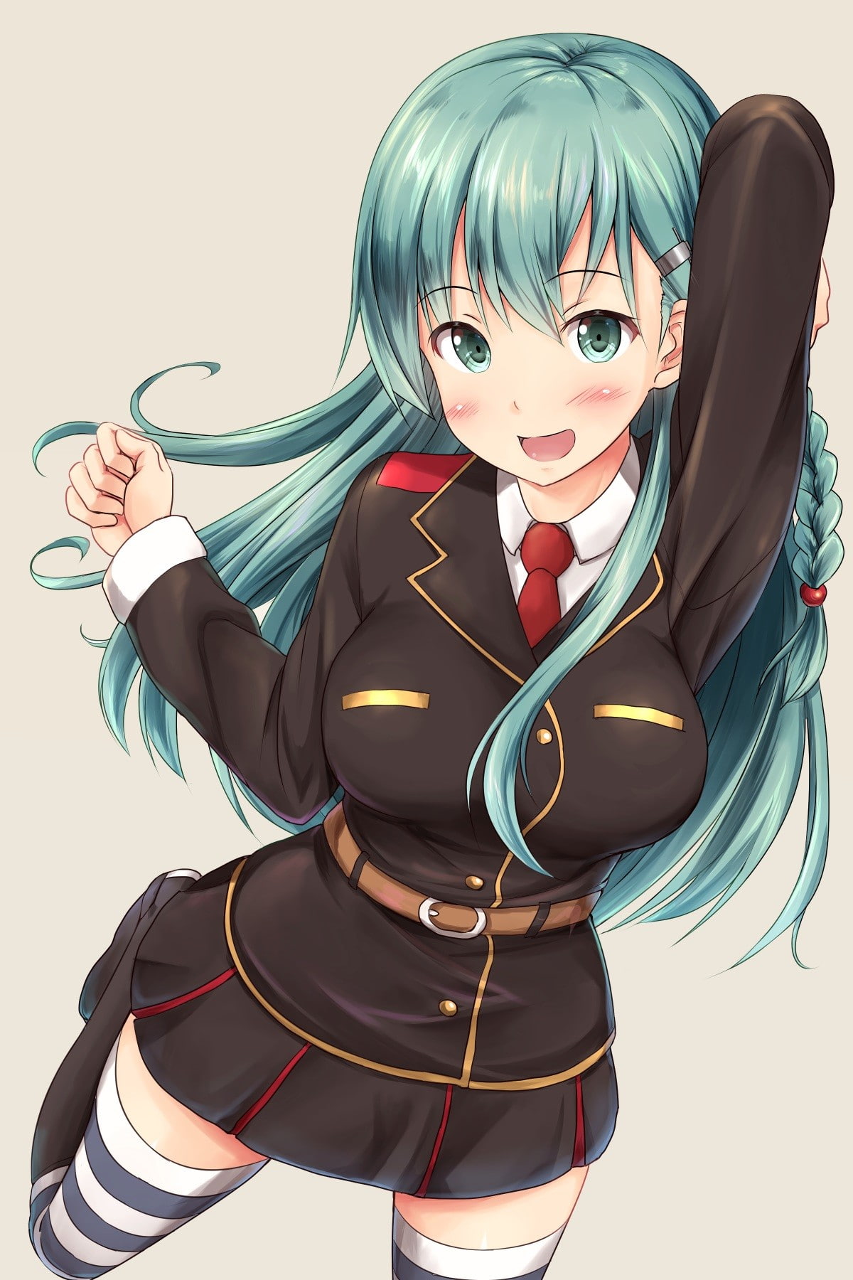 720P, hair, uniform, Kantai Collection, one person, human body part, studio shot, clothing, portrait, holding, hairstyle, Wilhelmina Braunschweig Ingenol Friedeburg, Phone HD Wallpaper