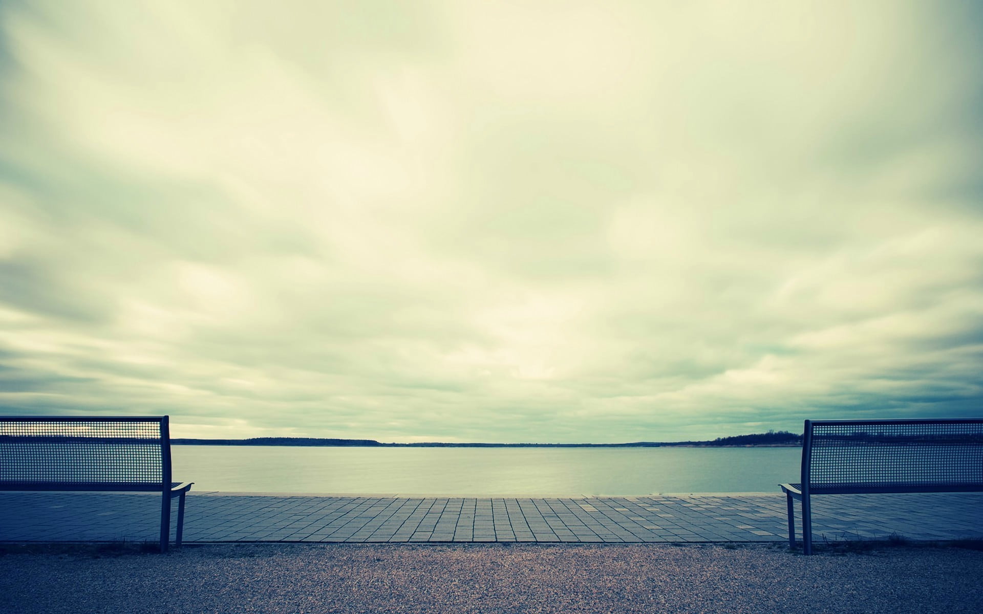 tranquil scene, white, cloud - sky, seat, alone, blue, outdoors, fence, land, boat, boundary, tranquility, sea, 1080P, clouds, nature, day, sky, no people, HD Wallpaper