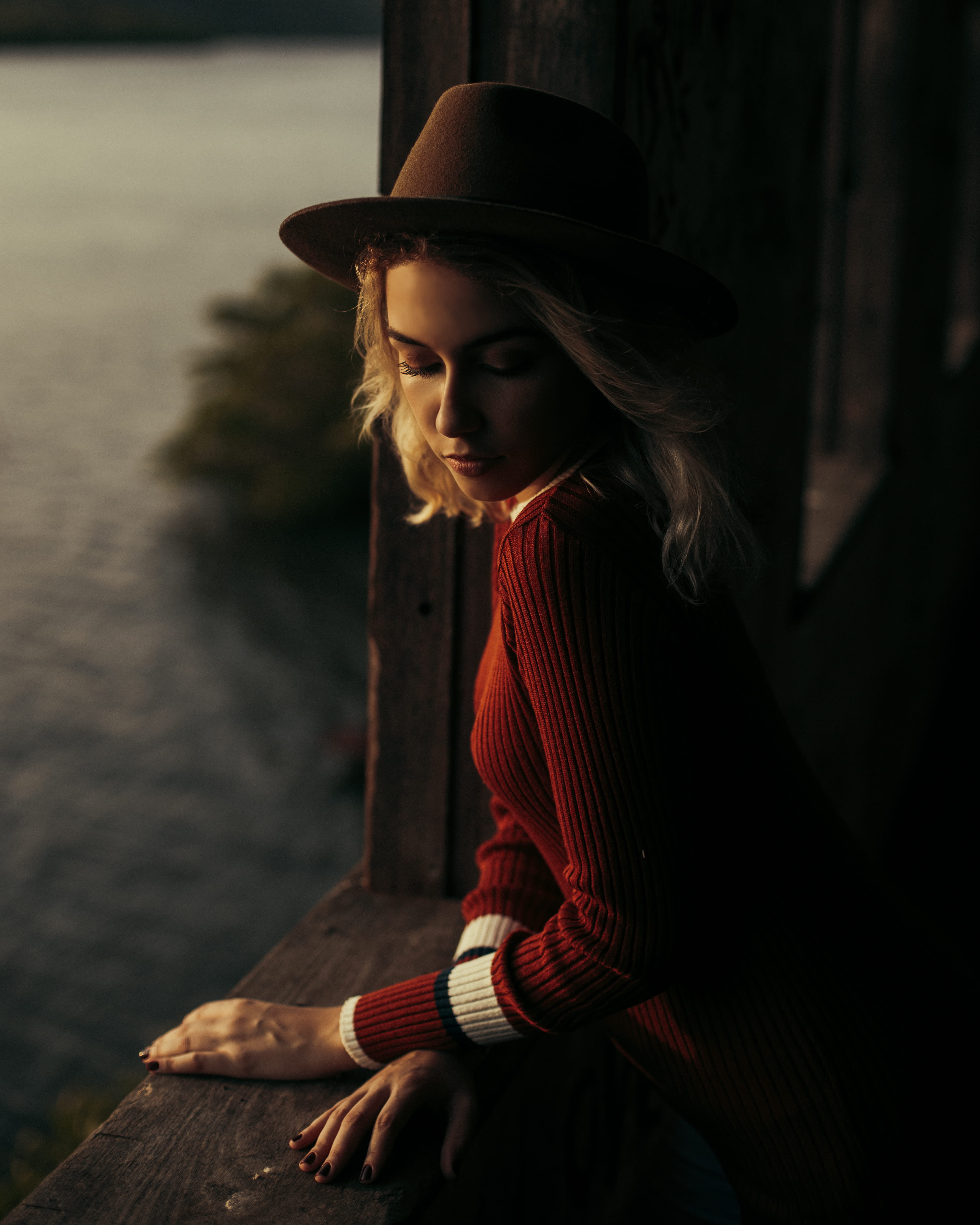 bonnet, human, hardwood, lifestyles, outdoors, across, sitting, clothing, long hair, sun hat, cowboy hat, women, handrail, hair, woman, apparel, overcoat, Phone HD Wallpaper