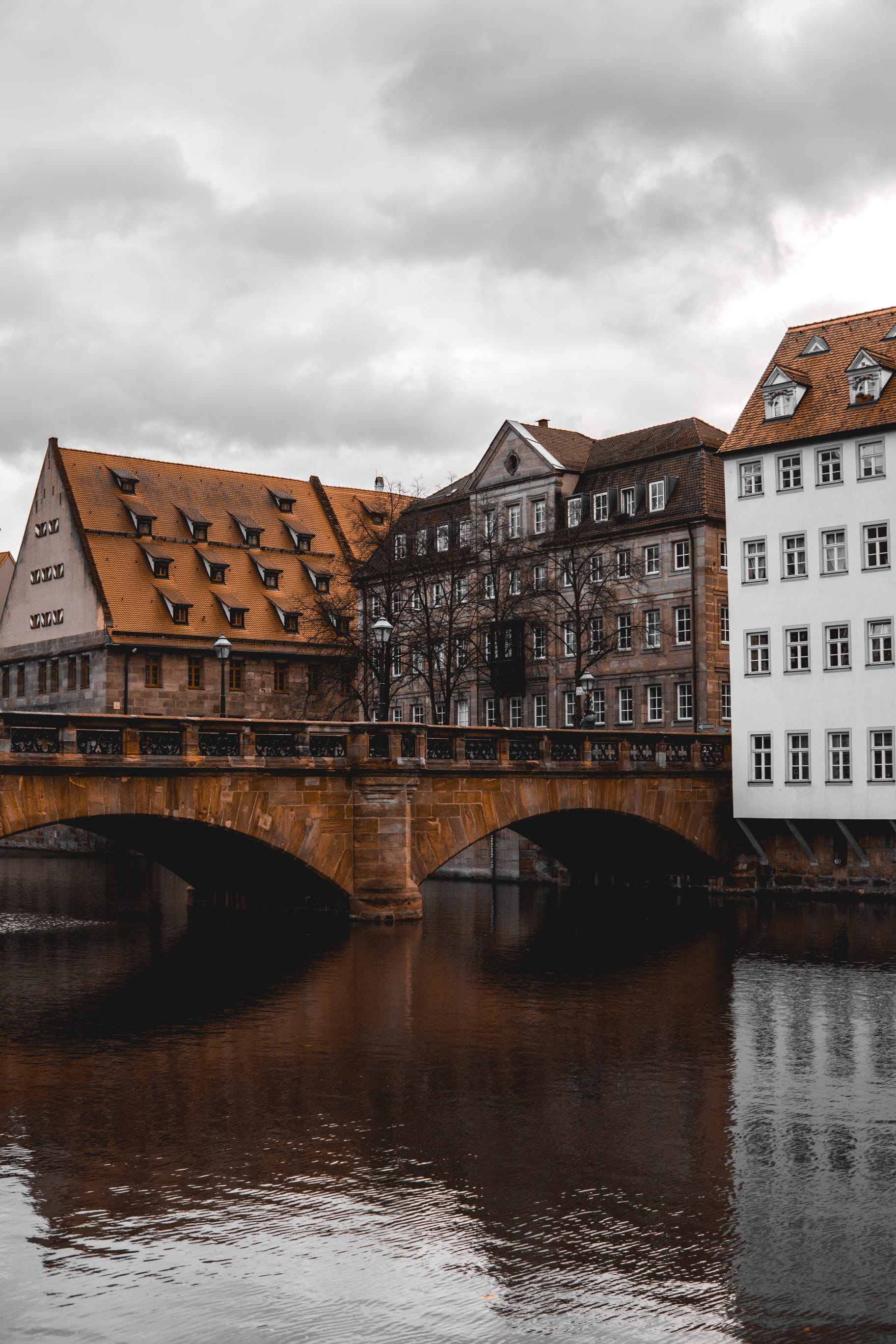 2K, watercraft, nature, sky, cloud - sky, day, near, river, nuremberg, outdoors, arch, arch bridge, transportation, bridge - man made structure, spire, Phone HD Wallpaper