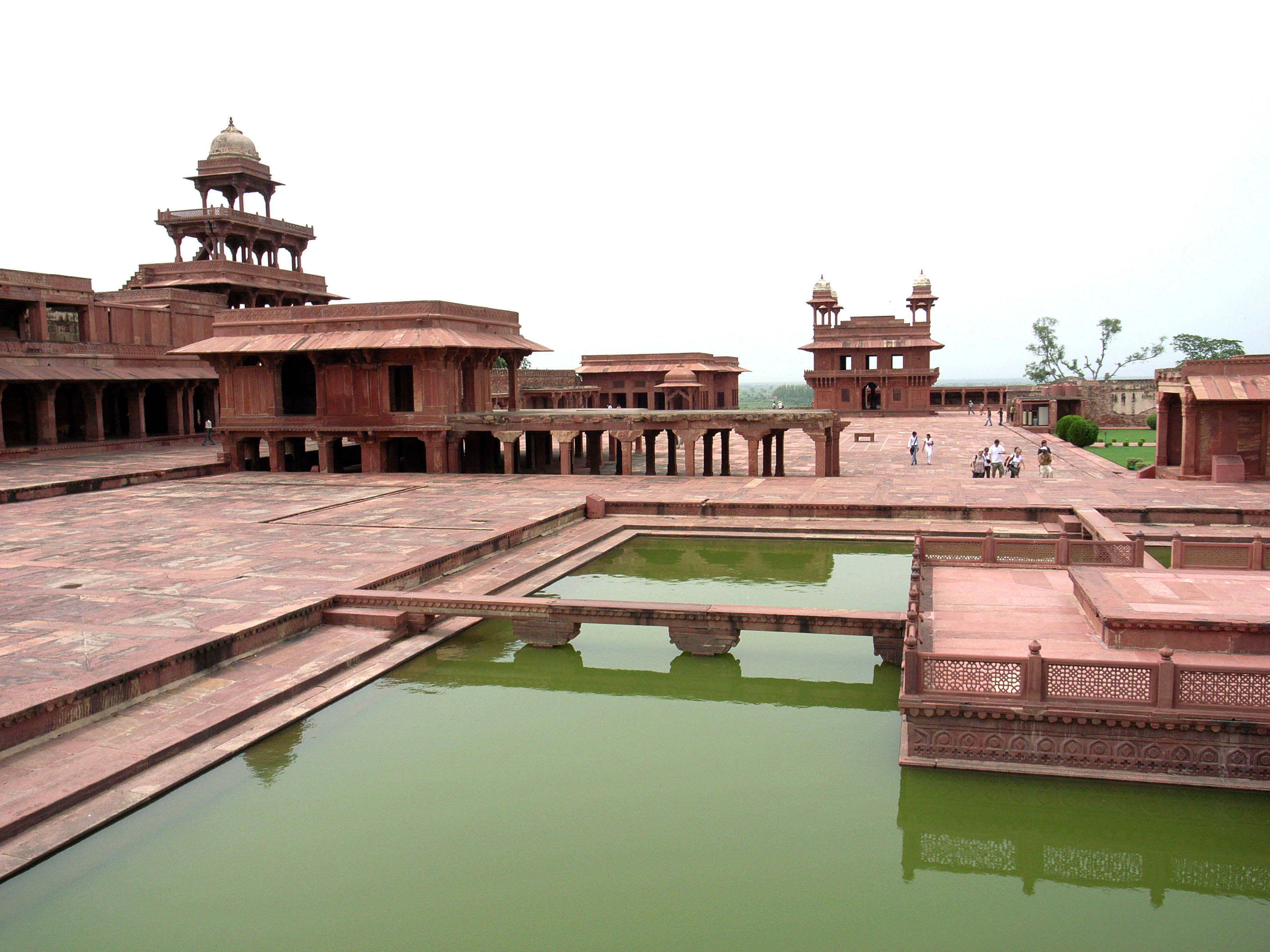 no people, temple, travel destinations, fatehpur sikri, architecture, sky, the past, lake, tourism, history, 2K, water, travel, nature, reflecting pool, HD Wallpaper