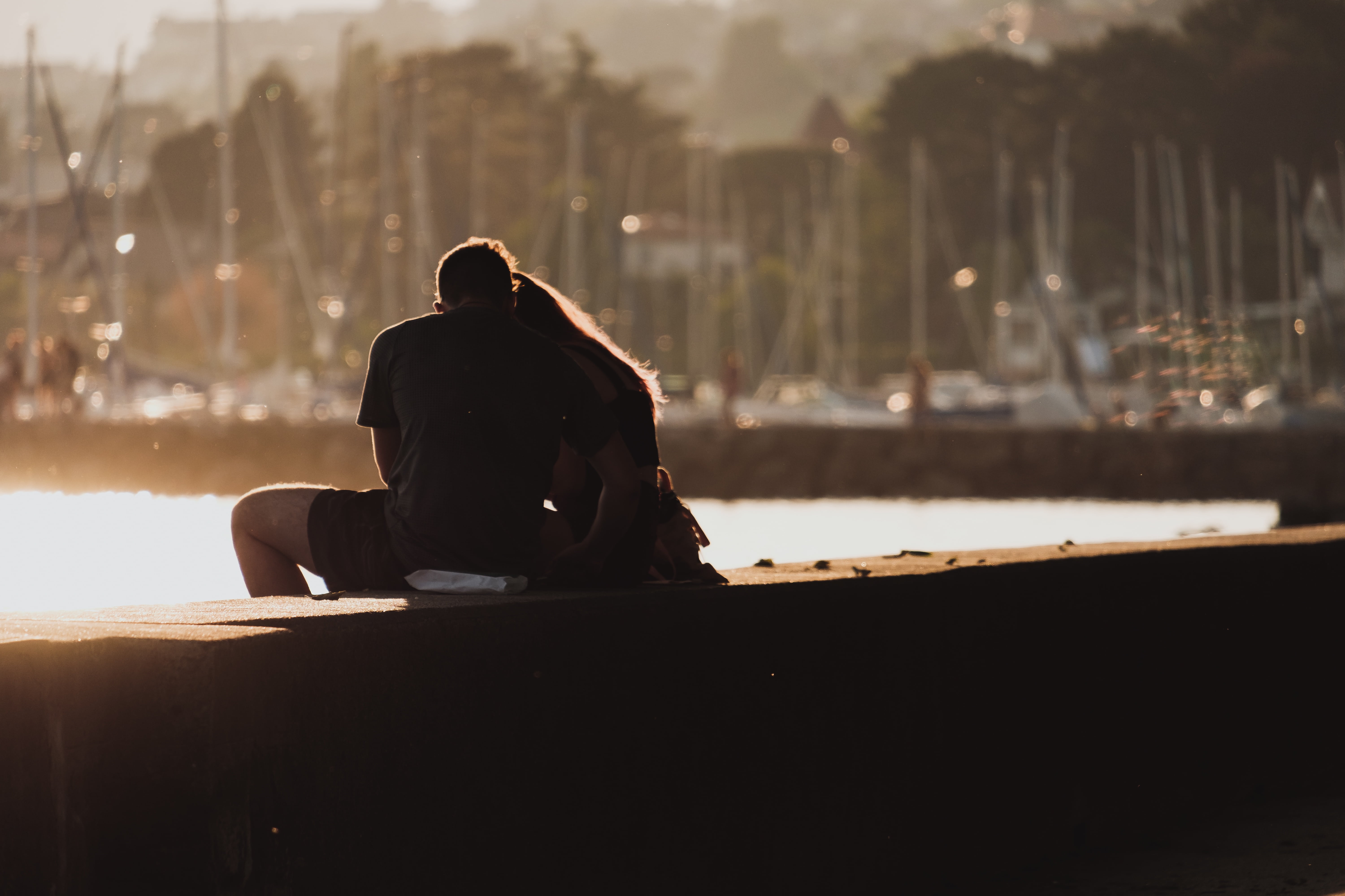 outdoor, real people, one person, women, couple, young Adult, people, rear view, nature, lake, dating, love, man, transportation, water, sunlight, 5K, HD Wallpaper