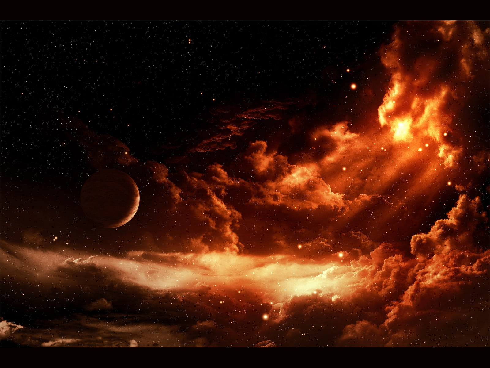 night, scenics - nature, space art, cloud - sky, no people, 720P, time, astronomy, environment, skies, moonlight, space, planet, clouds, digital art, black, HD Wallpaper