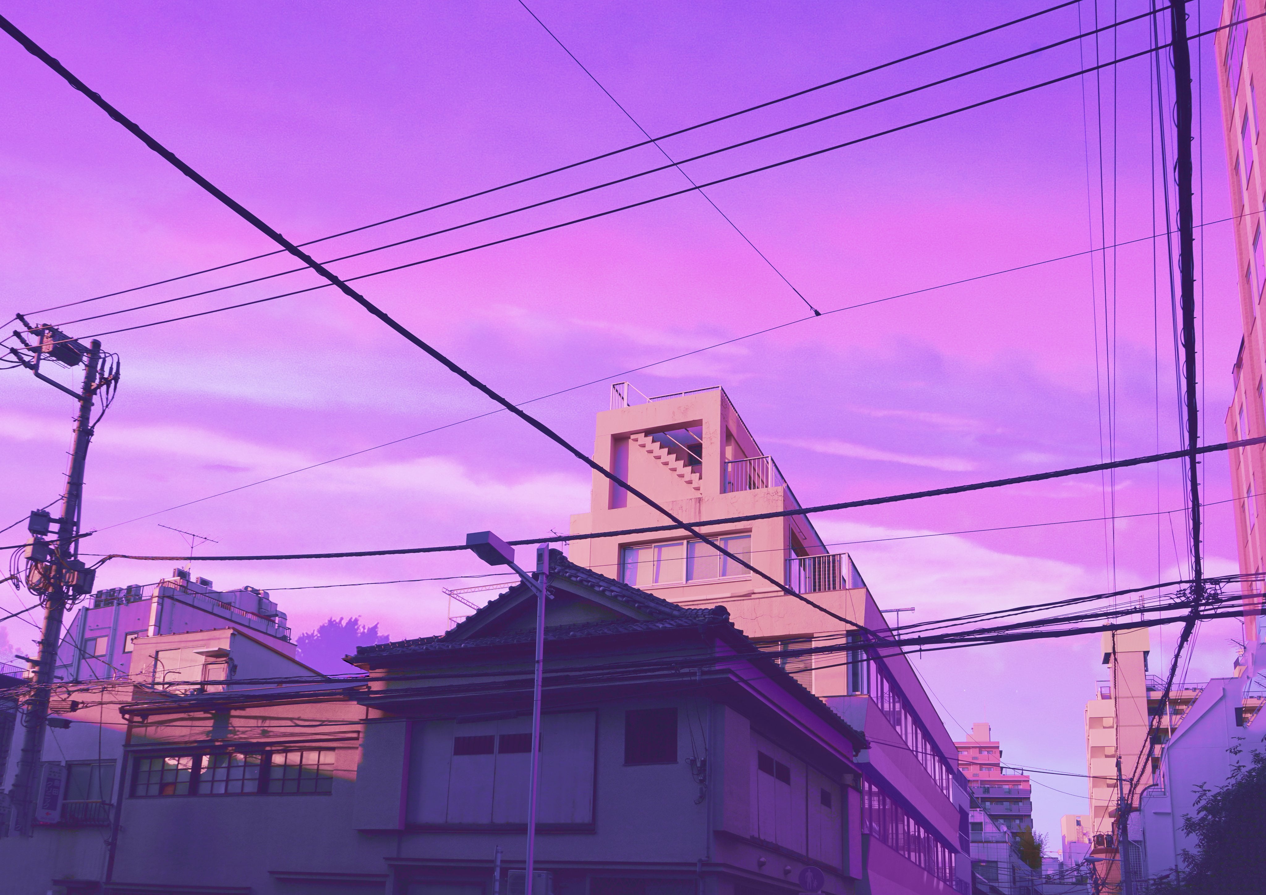 vaporwave, 4K, town, HD Wallpaper
