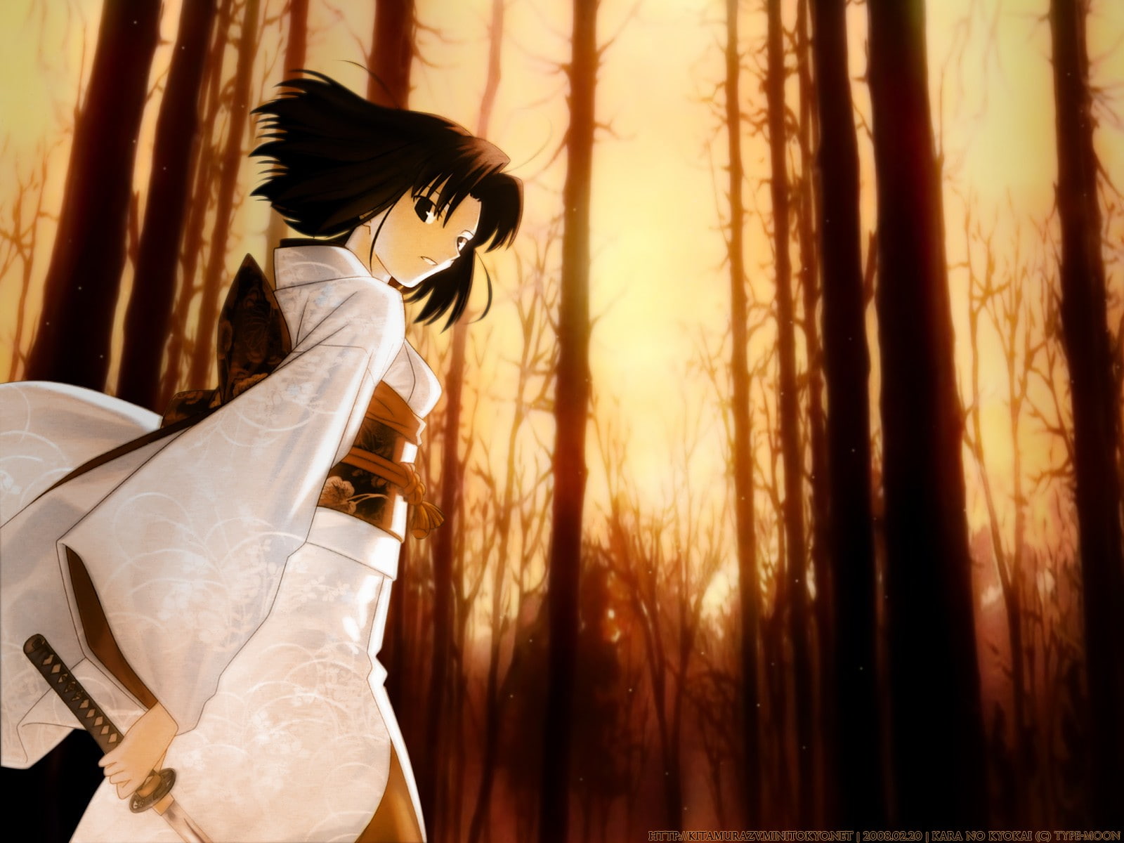 Ryougi Shiki, anime girls, anime, Kara no Kyoukai, 720P, traditional clothing, HD Wallpaper