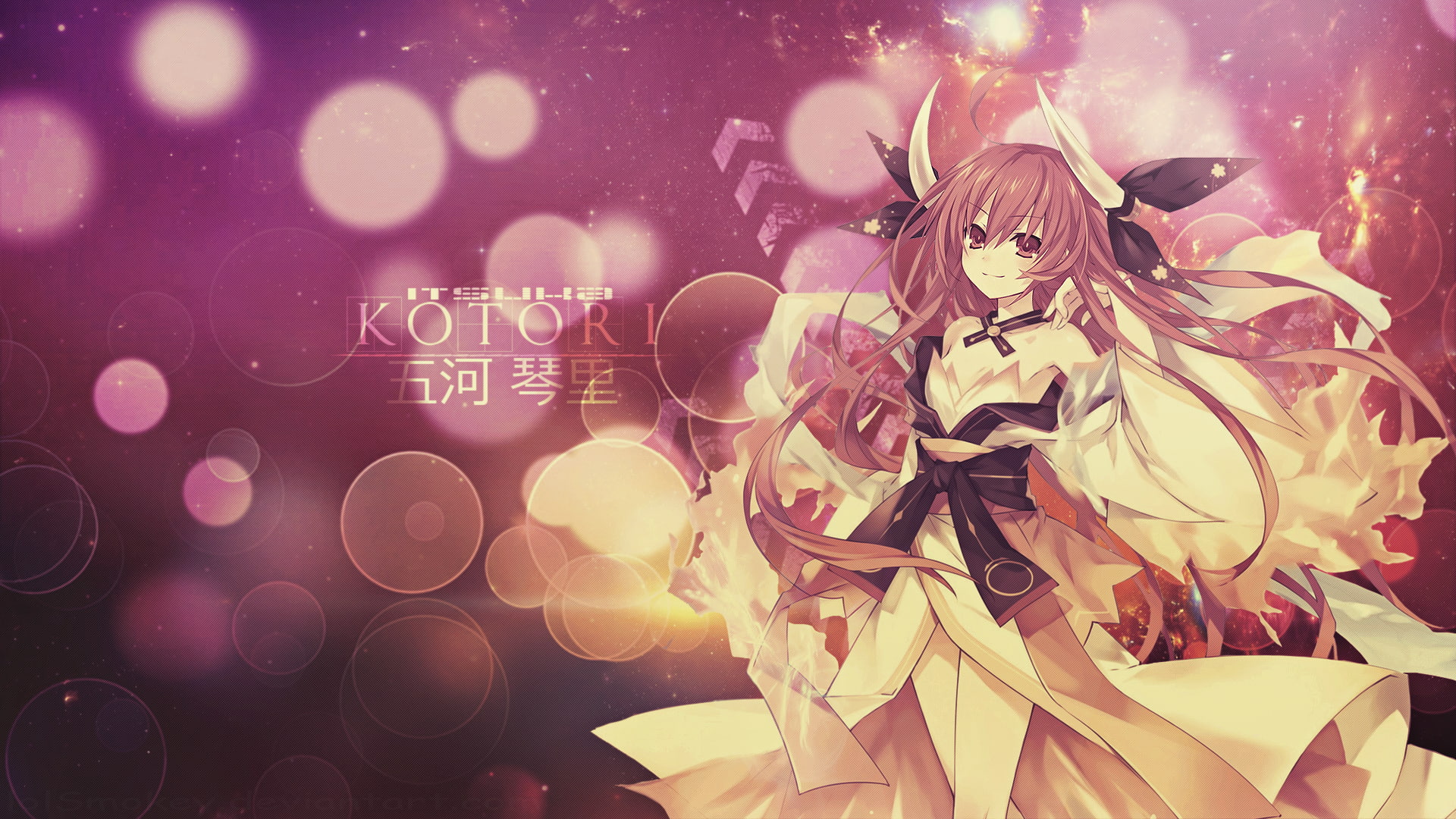 hair, date, ribbons, live, eyes, japanese, kotori, clothes, 1080P, tagme, horns, red, itsuka, long, HD Wallpaper