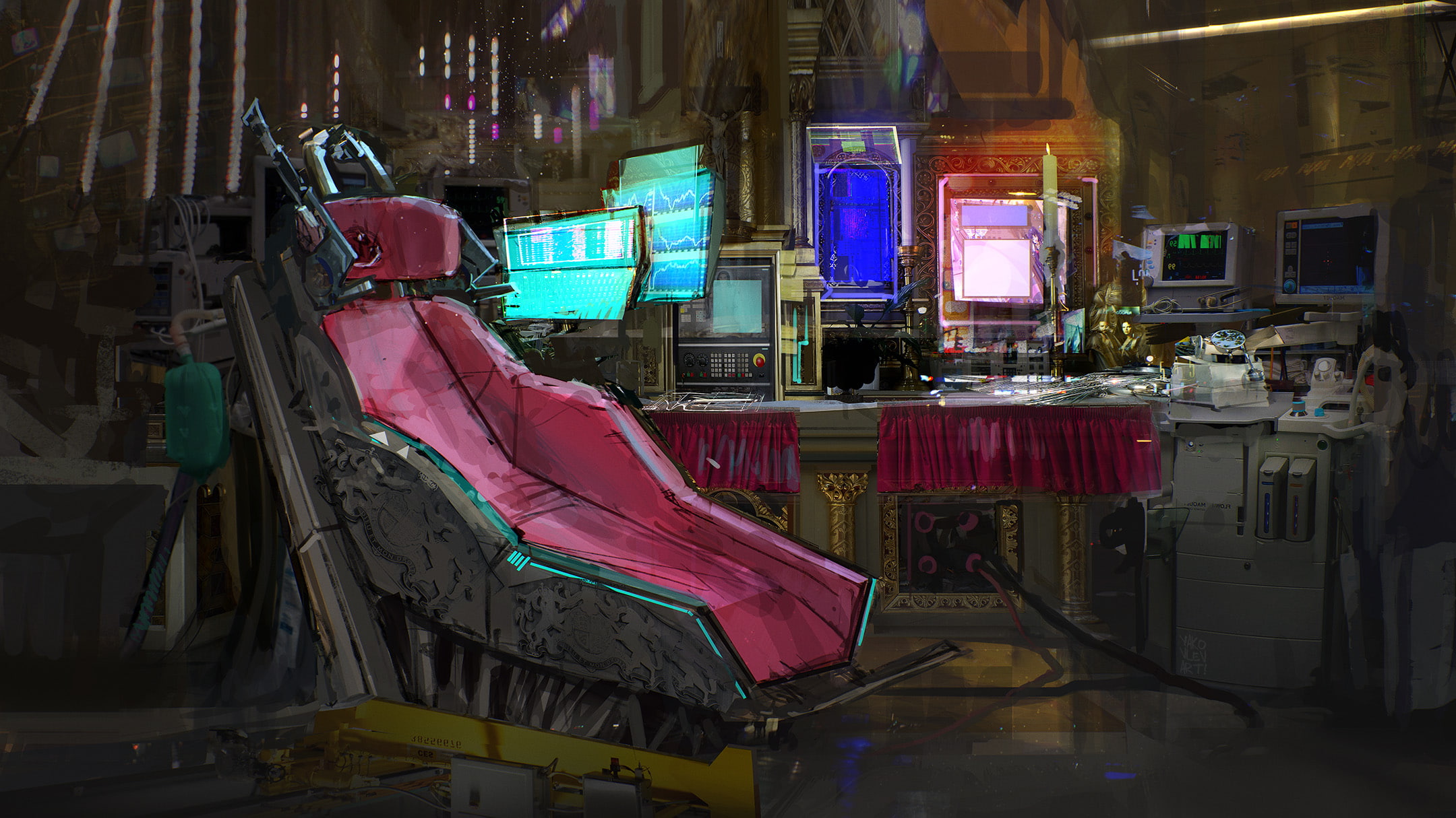 clothing, no people, building, technology, throne, 1080P, multi colored, reflection, red, lighting equipment, city, monitor, indoors, night, illuminated, HD Wallpaper