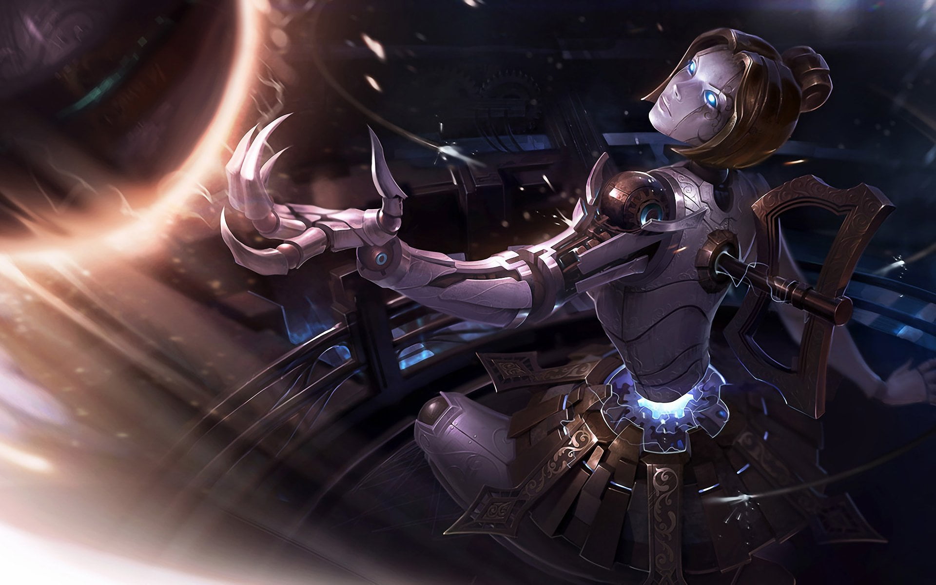 1080P, mode of transportation, machinery, illuminated, transportation, women, night, Video Game, adult, League Of Legends, indoors, Orianna (League Of Legends), HD Wallpaper