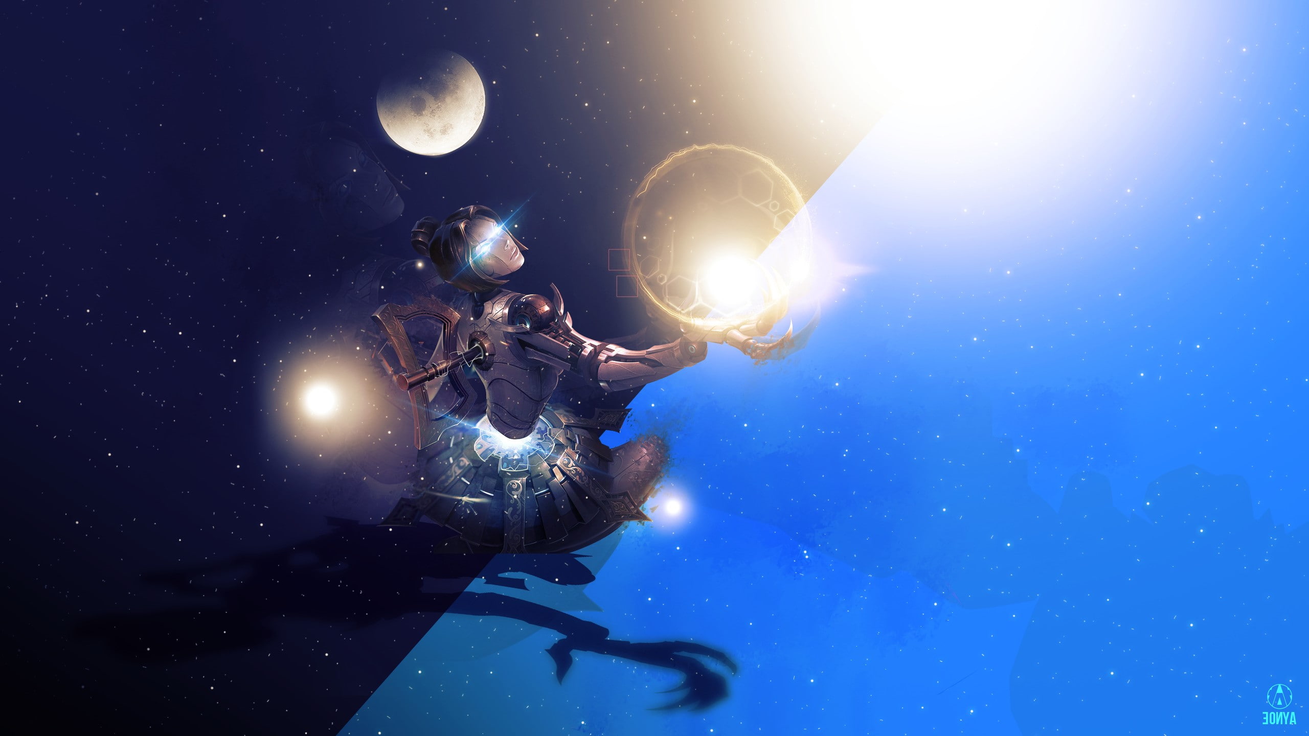 sport, nature, men, astronomy, blue, outdoors, people, sea, undersea, lens flare, 2K, exploration, league of legends orianna, adventure, night, sky, space, HD Wallpaper