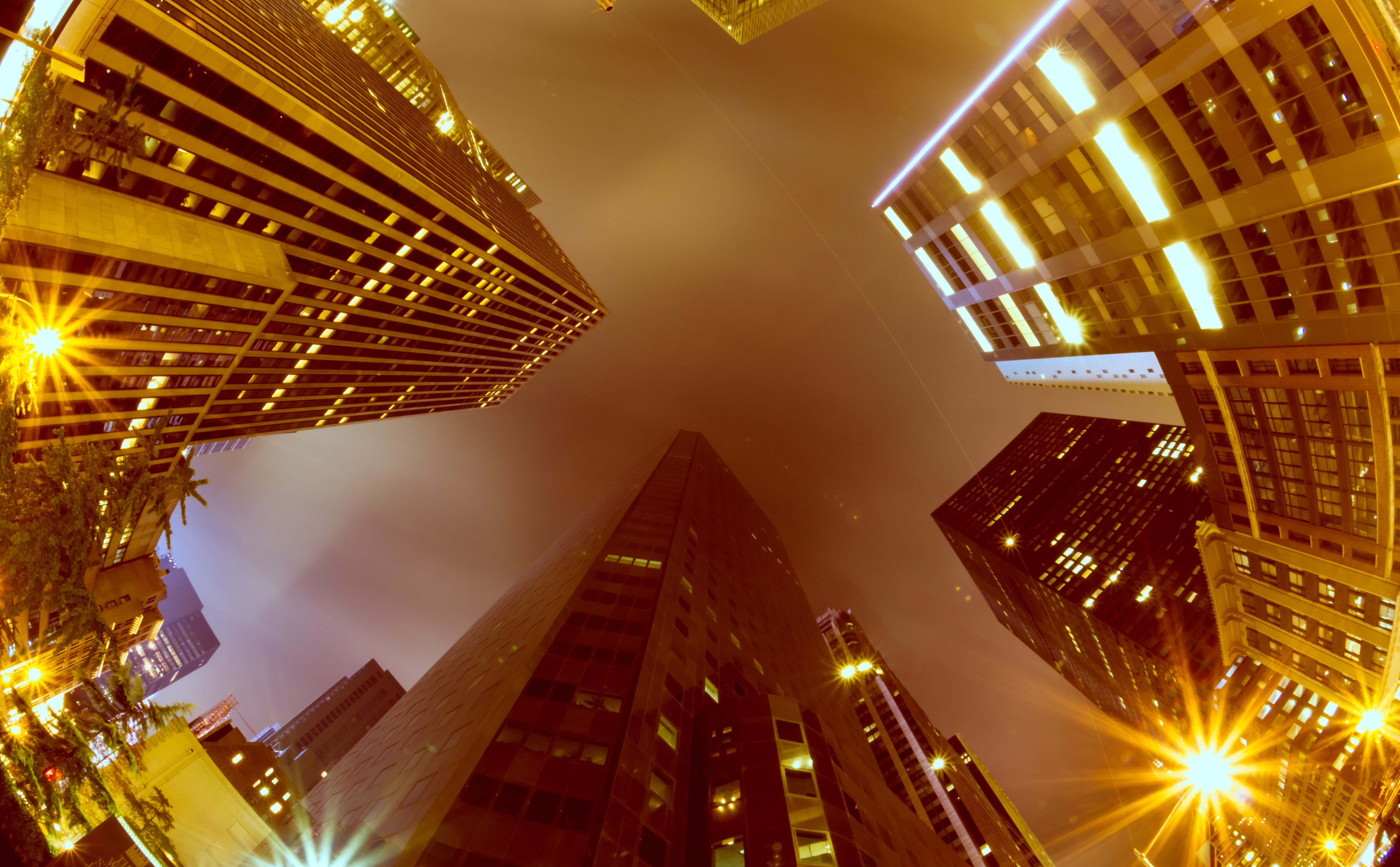 skyscraper, office building exterior, Buildings, Lights, new, low angle view, newyorkcity, illuminated, intothesky, city, tall - high, outdoors, lens flare, HD Wallpaper