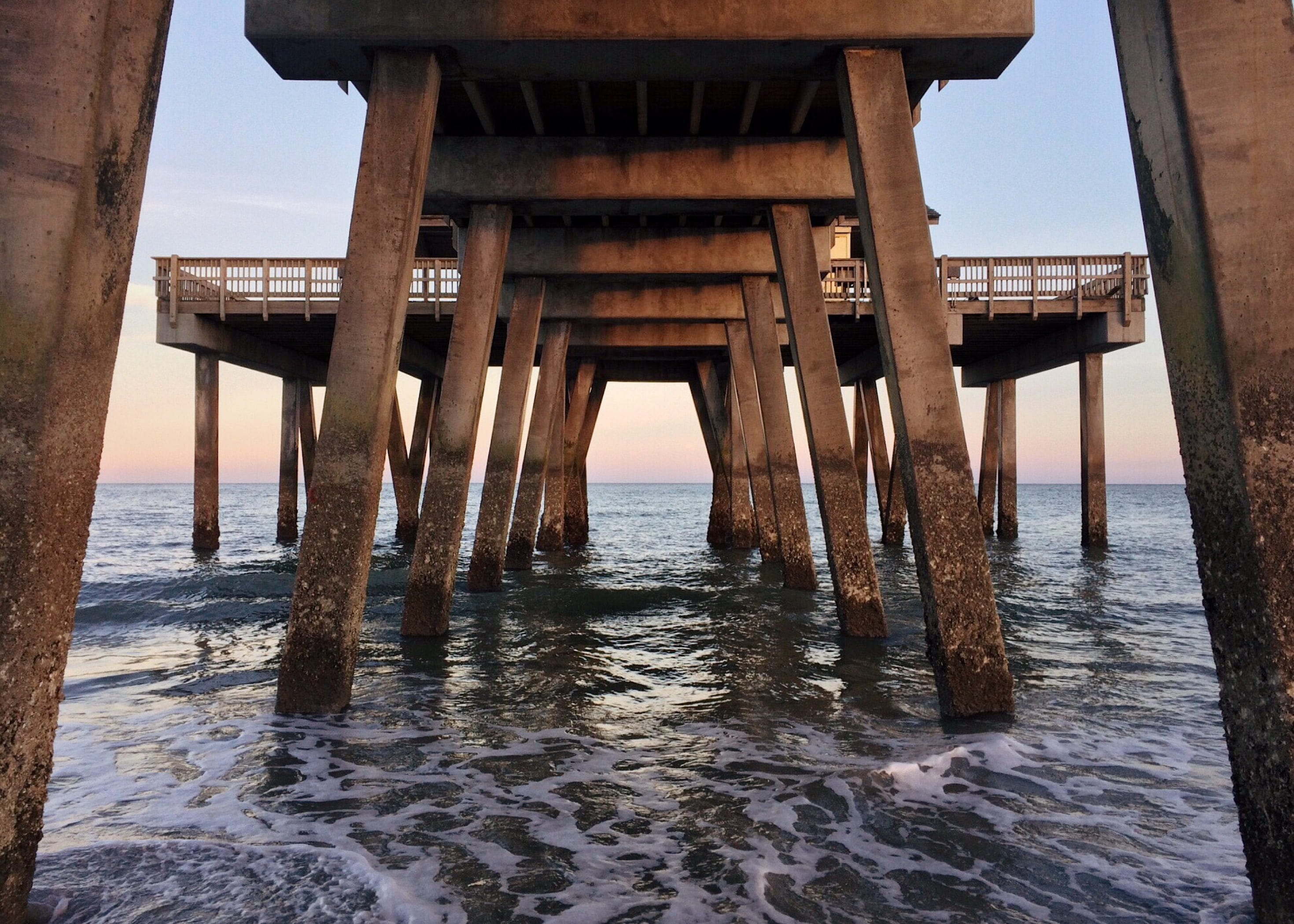 built structure, ocean, horizon over water, connection, outdoors, georgia, pier, sky, land, water, pier beach, waterfront, nature, underneath, architecture, HD Wallpaper