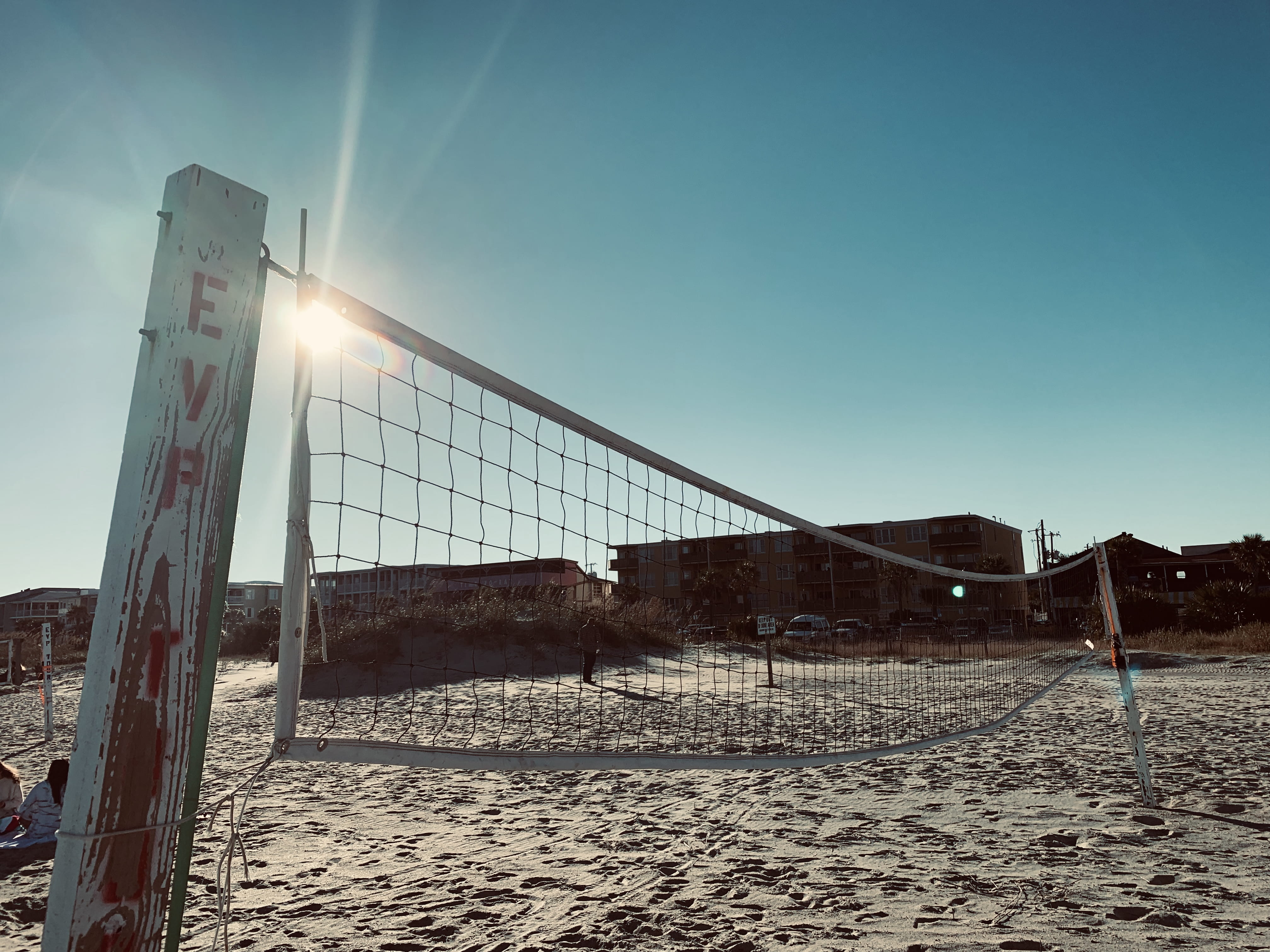 sport, sunbeam, sand, team sport, goal post, outdoors, united states, snow, net - sports equipment, sunny, sports, 4K, land, tybee island, lens flare, HD Wallpaper