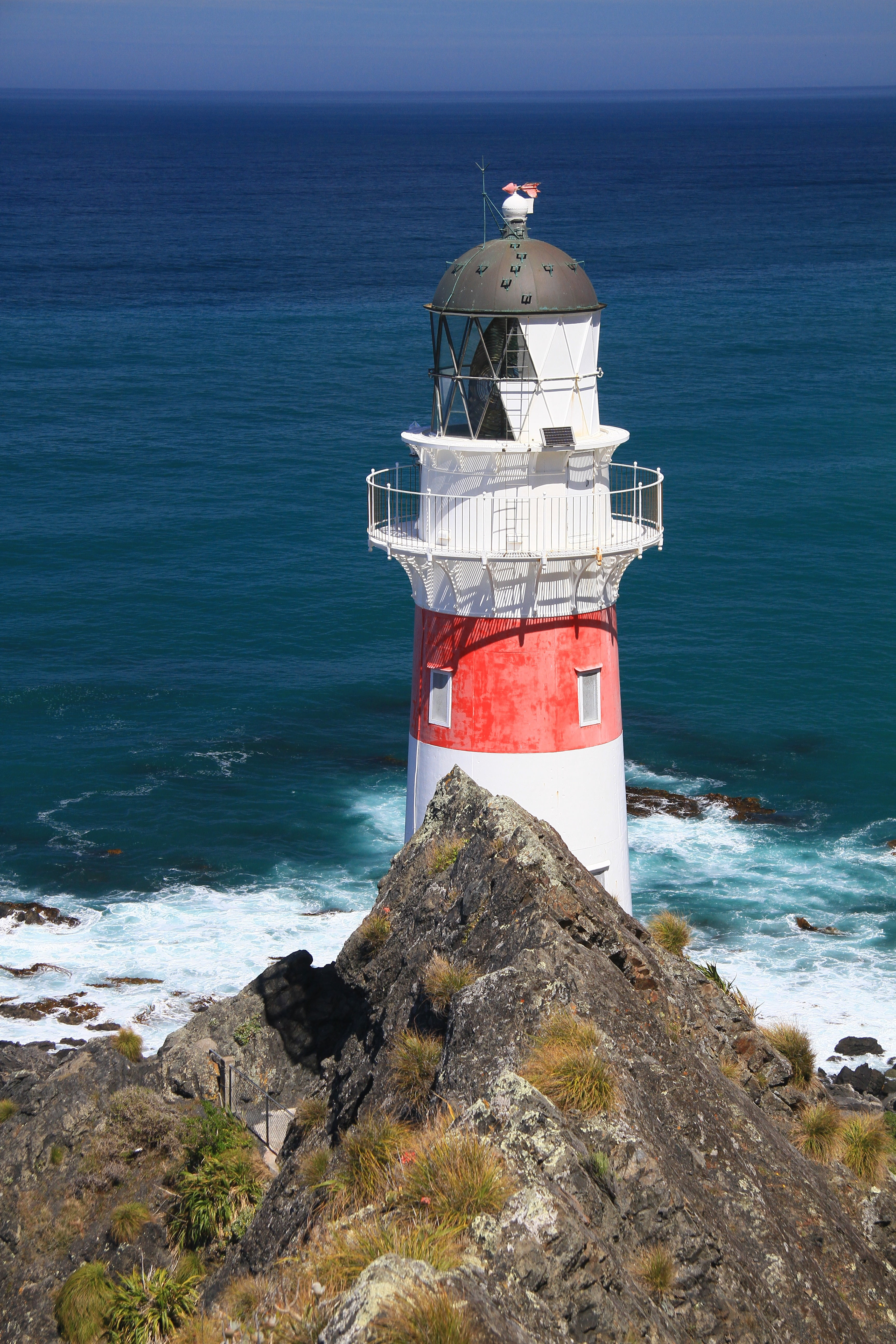 warning, nature, scenics - nature, nautical, security, horizon, coast, 5K, outdoors, seashore, day, beach, red, rock, cape palliser lighthouse, landmark, Phone HD Wallpaper
