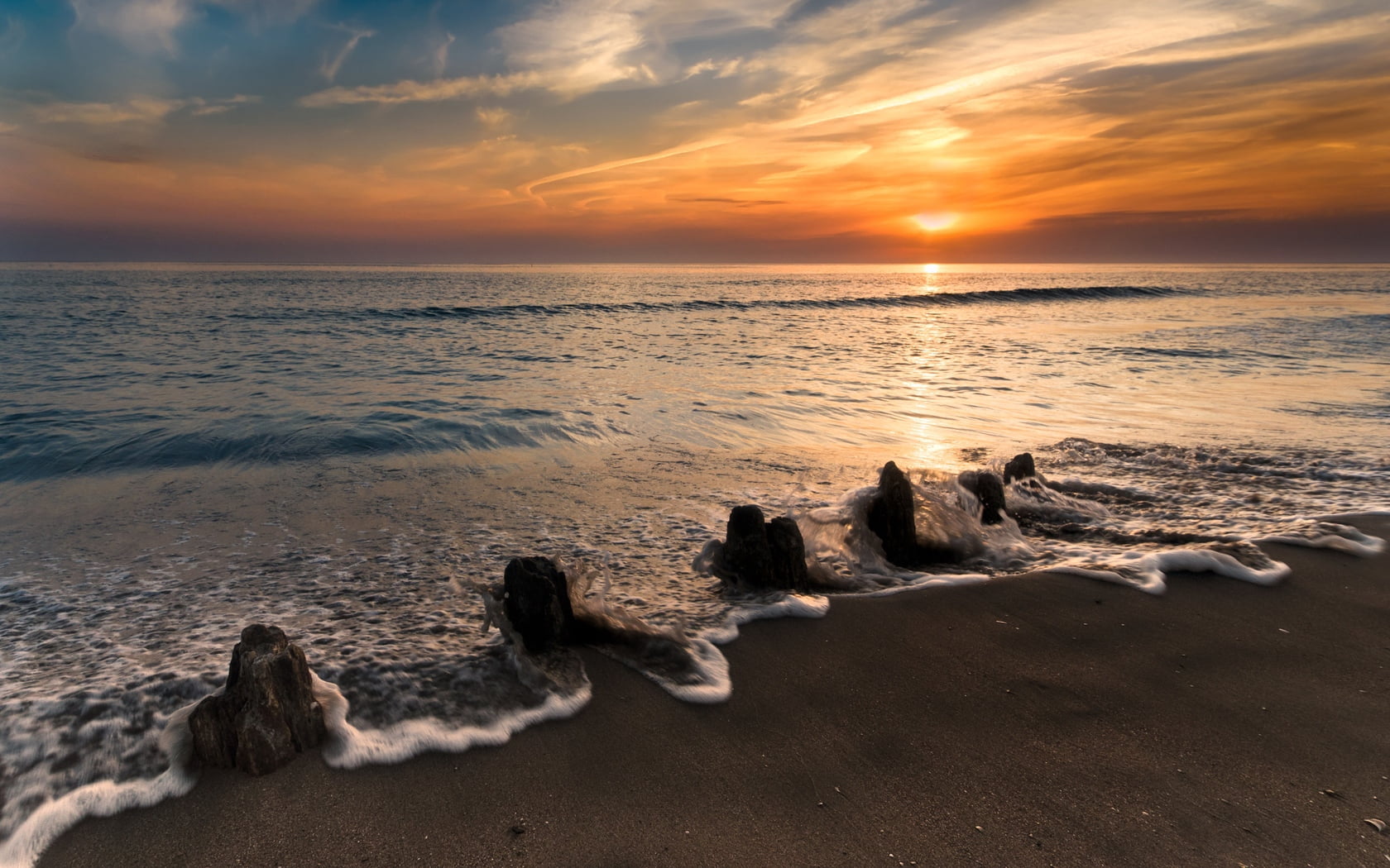 tropical Climate, vacations, horizon, scenics, landscape, dawn, relaxation, sand, twilight, reflection, waters Edge, blue, coastline, sea, 720P, decline, HD Wallpaper