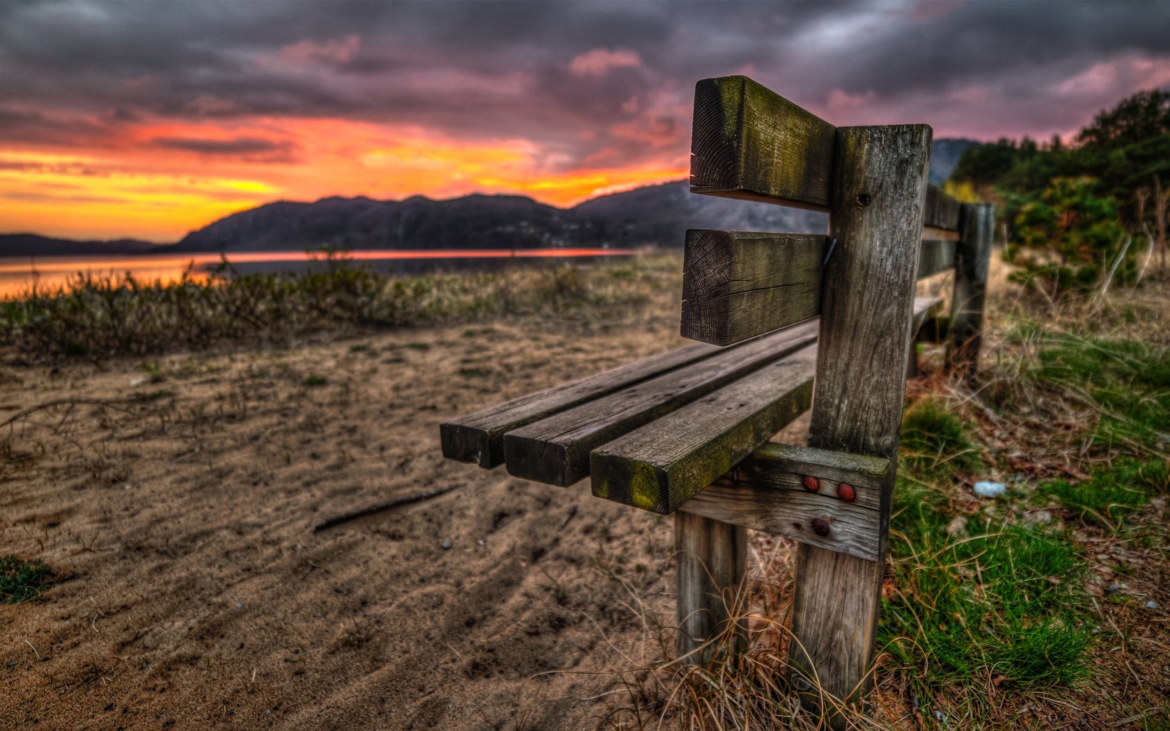 nature, sky, sunrise - Dawn, horizon, scenics - nature, nails, rural Scene, dusk, blue, bench, lake, summer, idyllic, beach, wooden, day, cloudscape, grey, HD Wallpaper