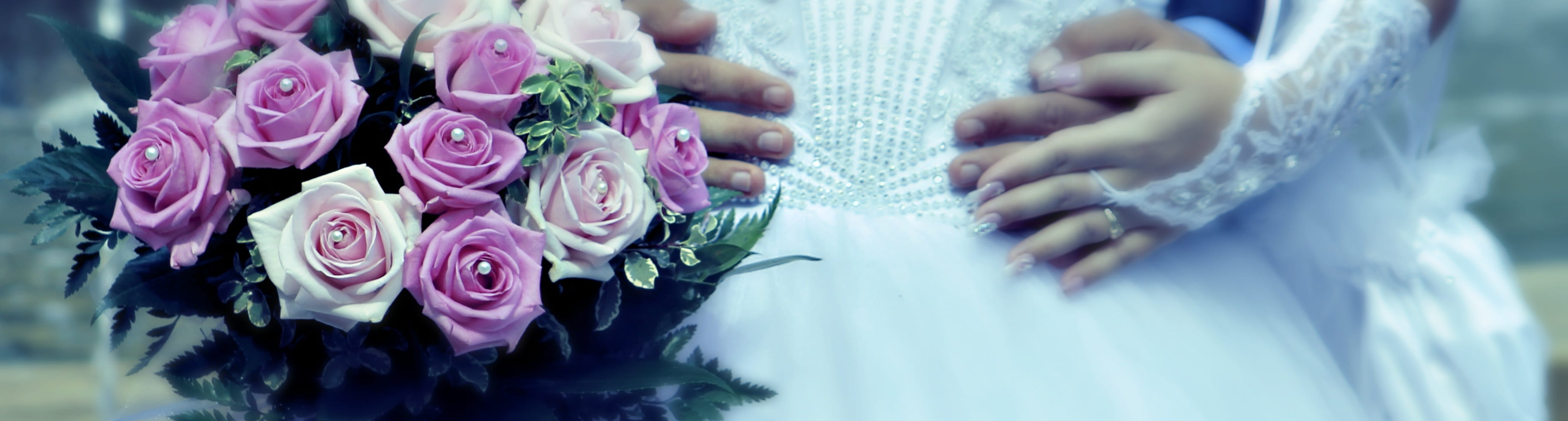 women, banner, white, bouquet, flower, flowering plant, bride, beauty in nature, plant, human hand, young couple, hand, people, purple, holding, HD Wallpaper