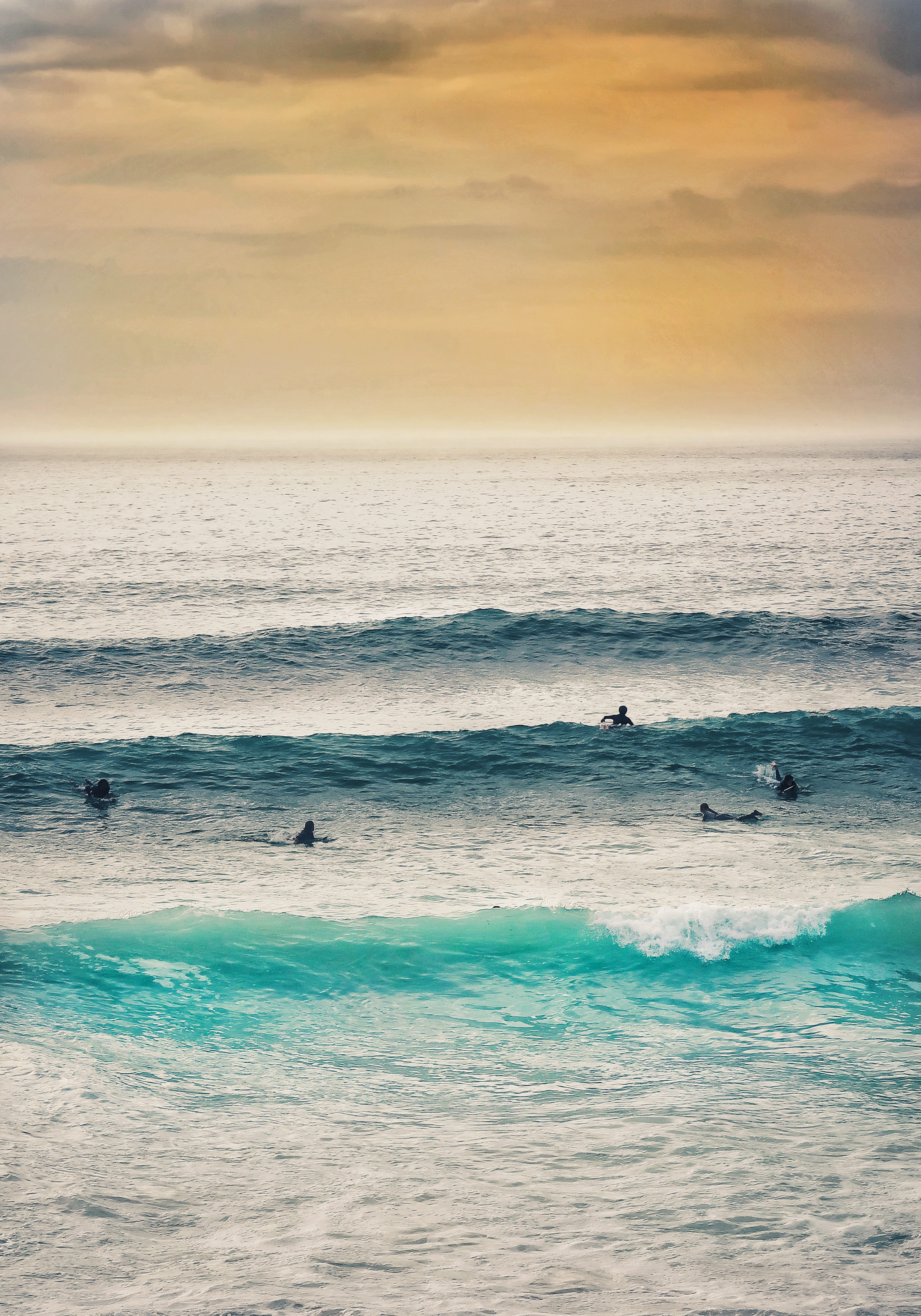 nature, united kingdom, 4K, horizon over water, wave, surfer, surfing, scenics - nature, turquoise water, turquoise colored, vacations, sunset sky, people, Phone HD Wallpaper