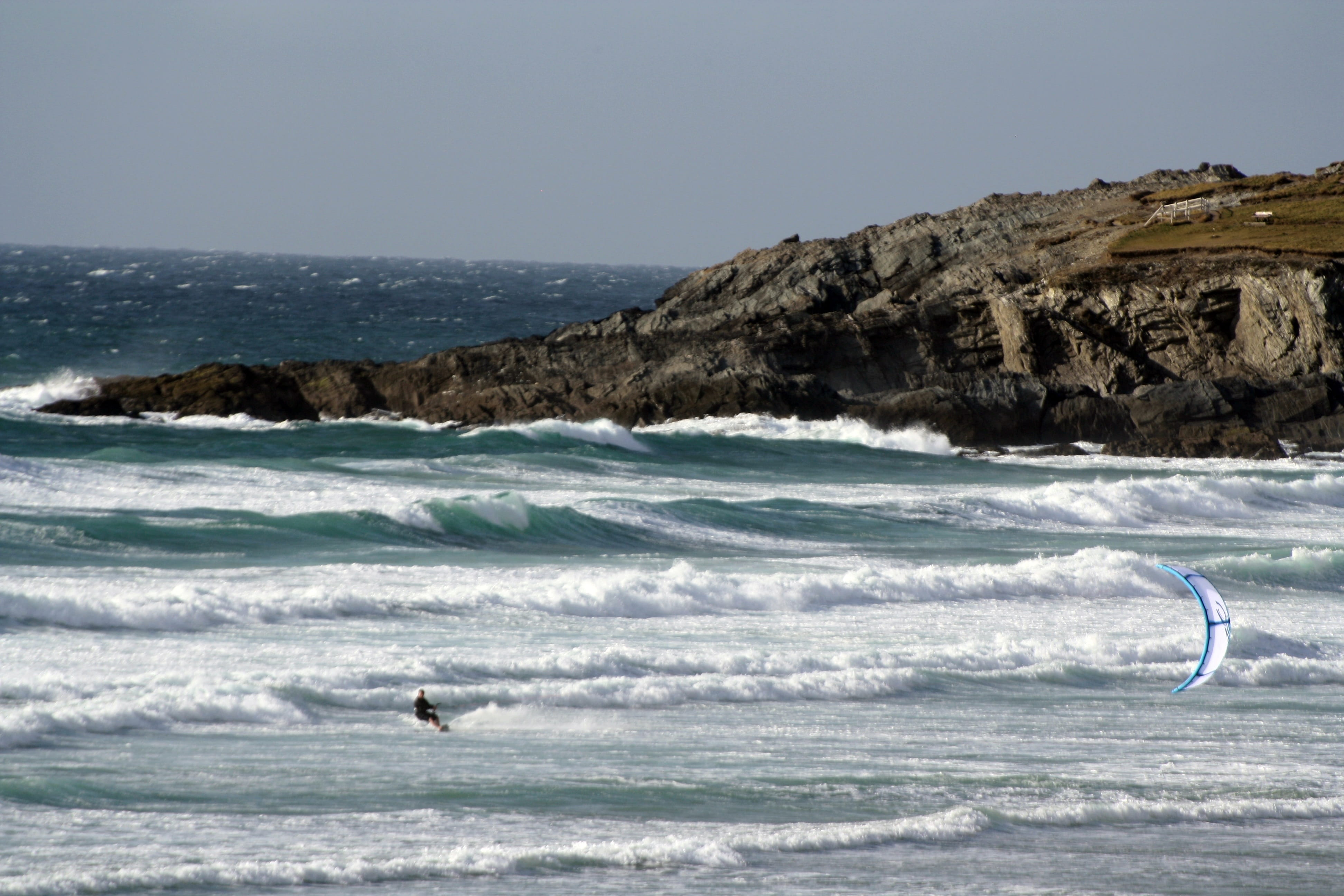 atlantic, horizon over water, newquay, nature, motion, skill, land, 4K, coastline, day, sport, horizon, no People, Water, people, tide, unrecognizable person, HD Wallpaper