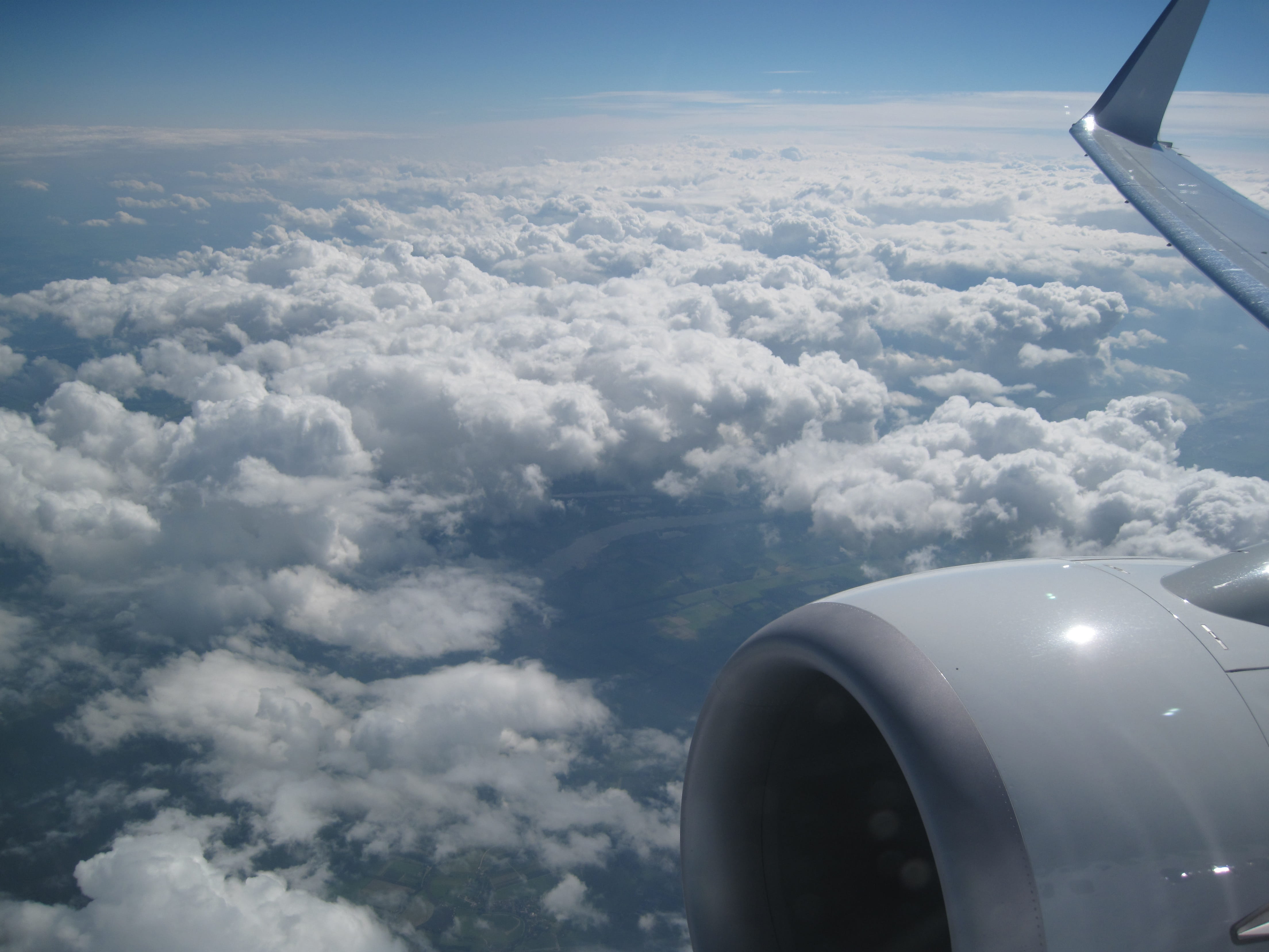 engine, flying, Blue, scenics - nature, beauty in nature, motion, cloudscape, no people, day, cloud - sky, on the move, above, air vehicle, mid-air, airplane, HD Wallpaper