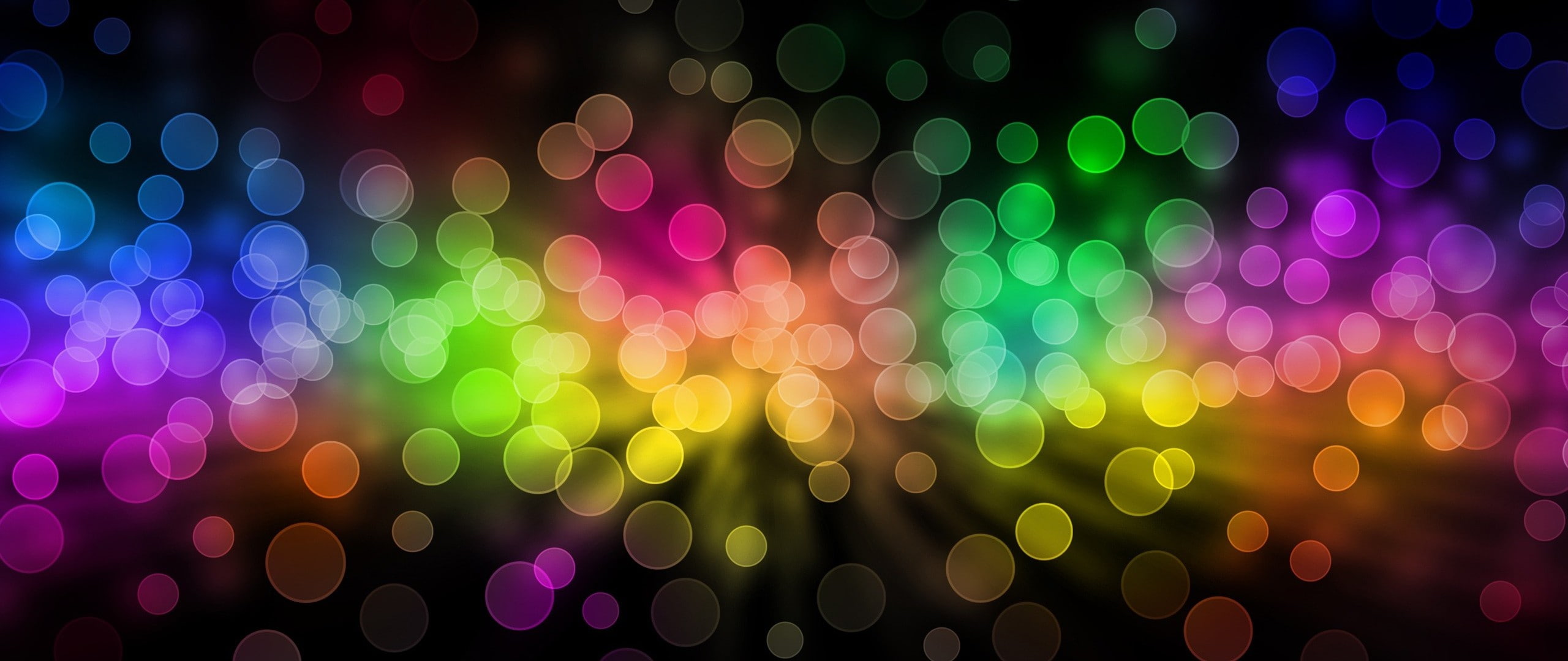 illuminated, abstract backgrounds, design, abstract, spotted, sphere, no people, geometric shape, black background, colorful, circle, night, glowing, 2K, HD Wallpaper