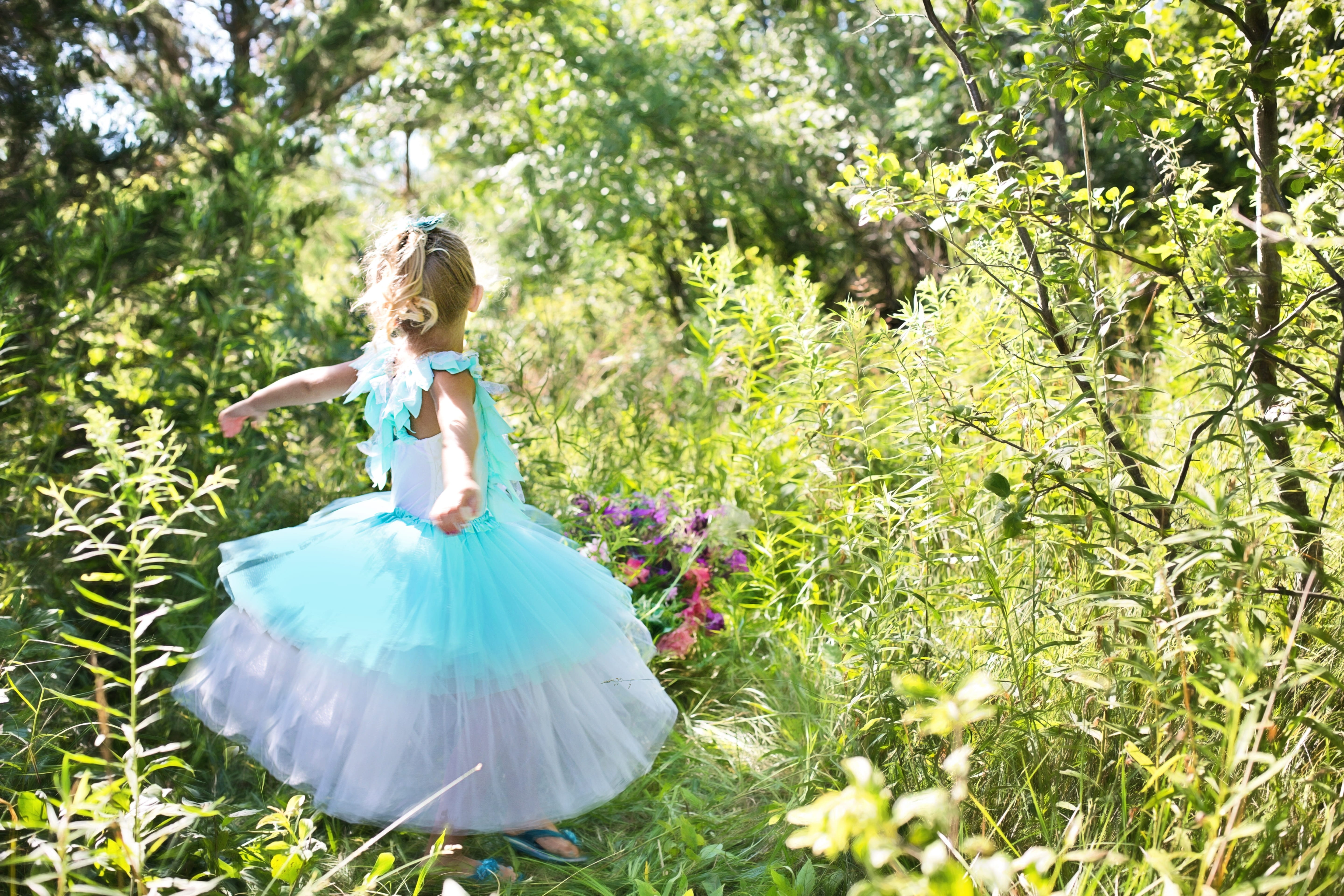girls, grass, women, clothing, one person, outdoors, childhood, white, imagination, hair, little girl, standing, child, females, green color, fantasy, dress, HD Wallpaper