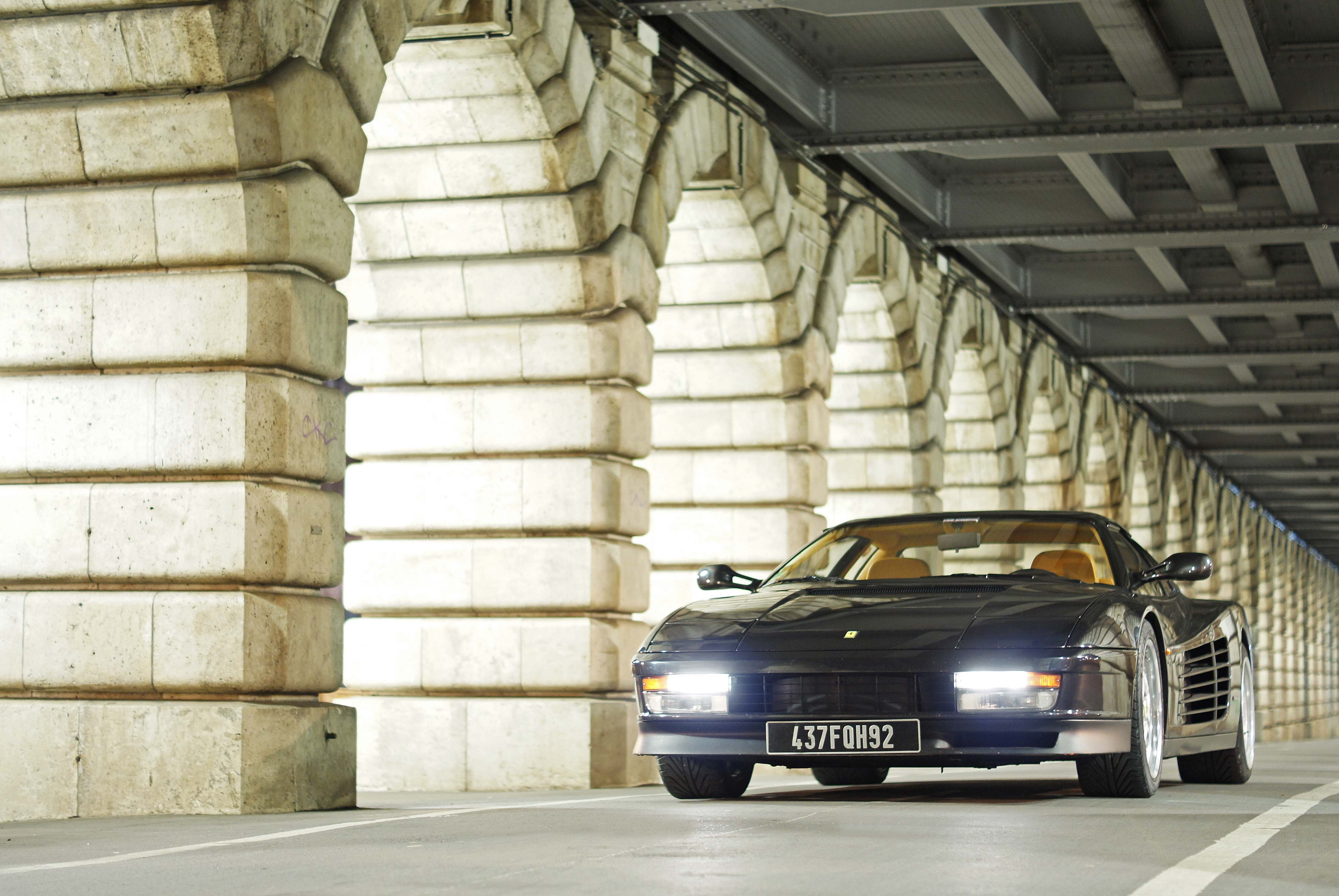 no people, indoors, 4K, wall, car, tunnel, staircase, transportation, headlight, ferrari testarossa, on the move, lighting equipment, mode of transportation, HD Wallpaper